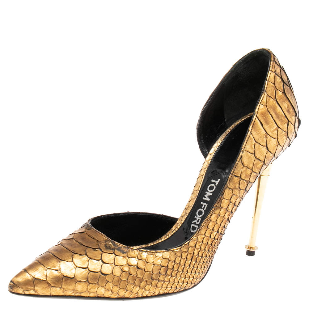 Tom Ford Gold Python Leather D'orsay Pumps Size 37 Tom Ford | TLC