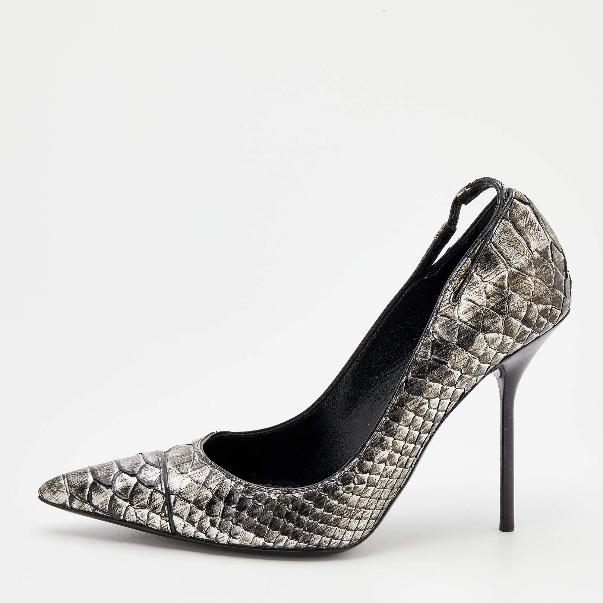 Tom Ford Metallic Silver Python Leather Pointed Toe Pumps Size 38