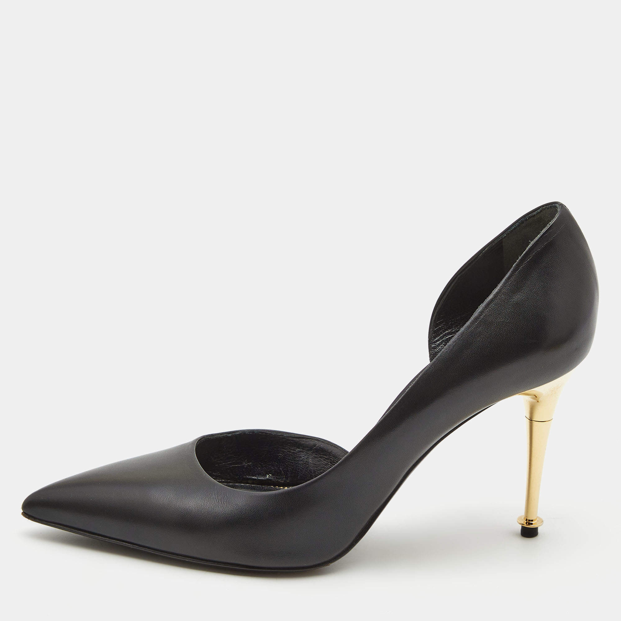 Tom Ford Black Leather D'Orsay Pointed Toe Pumps Size 36 