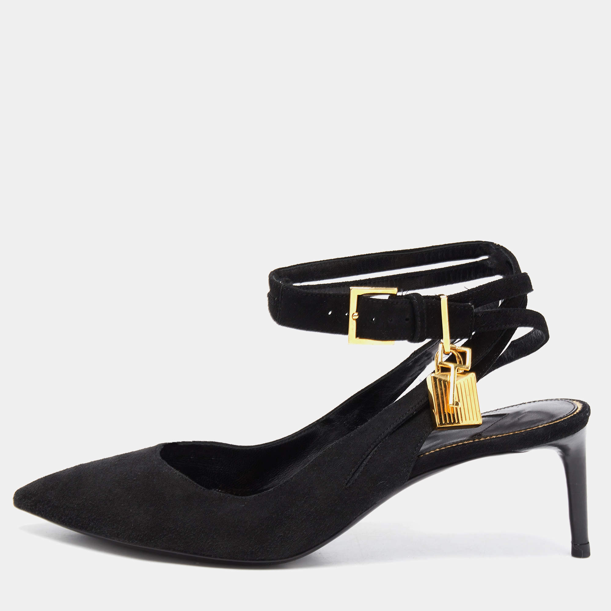 Tom Ford Black  Suede Pointed Toe Pumps Size 37.5
