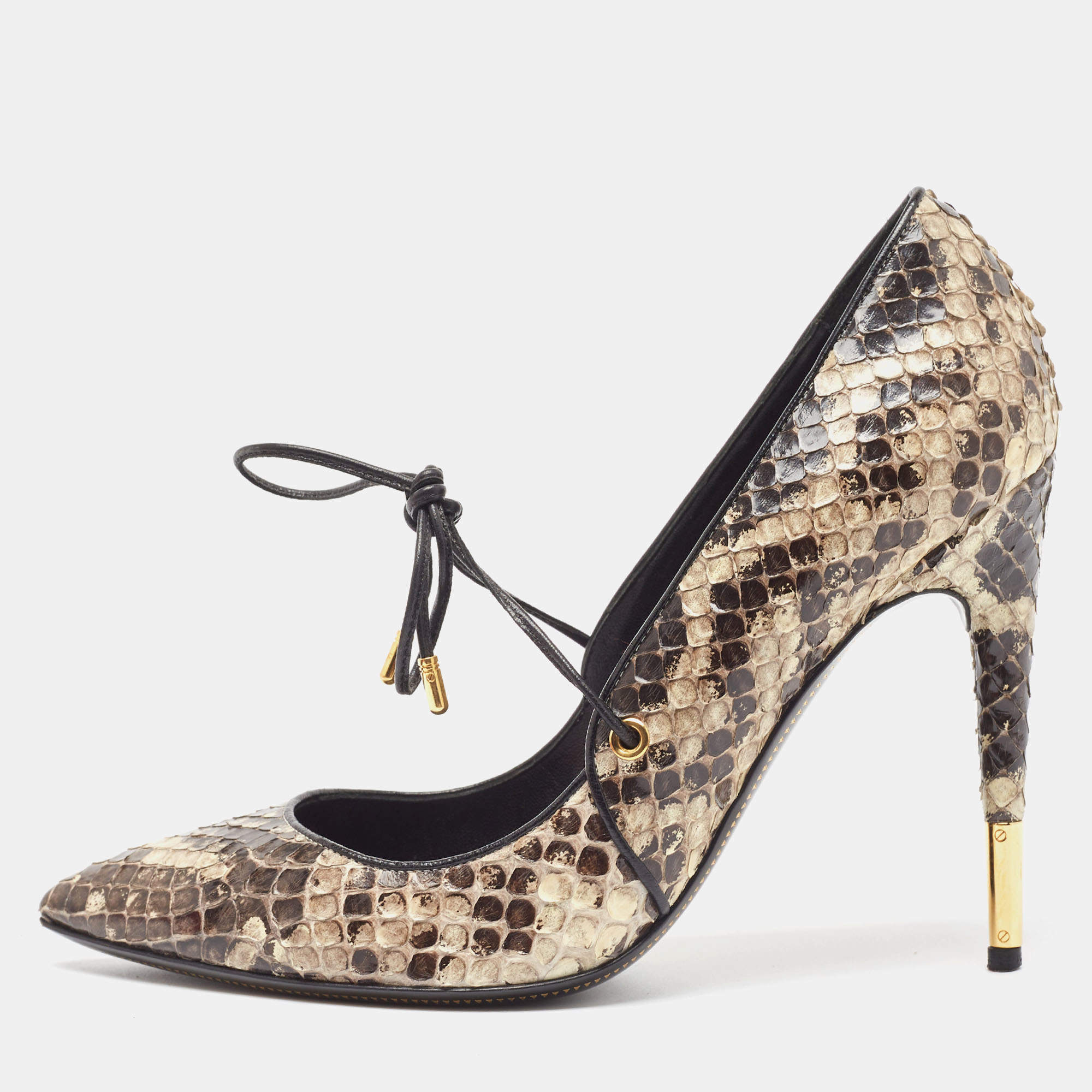 Pre Owned Tom Ford Two Tone Python Pointed Toe Pumps Size 41