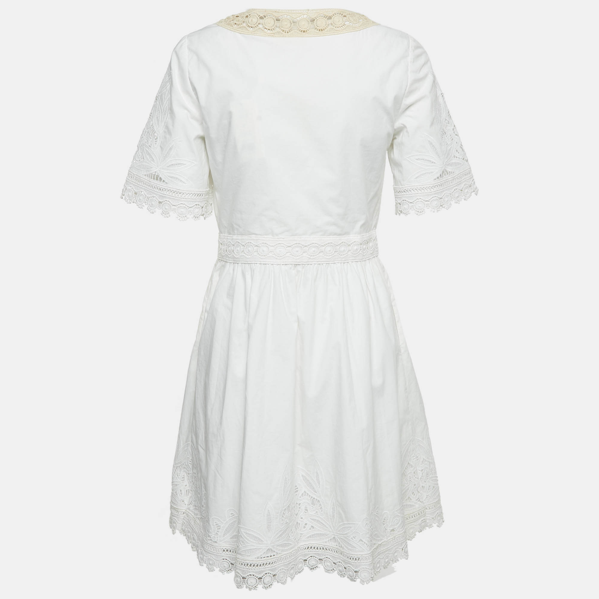 tory burch white lace dress Embroidered Linen Midi Dress