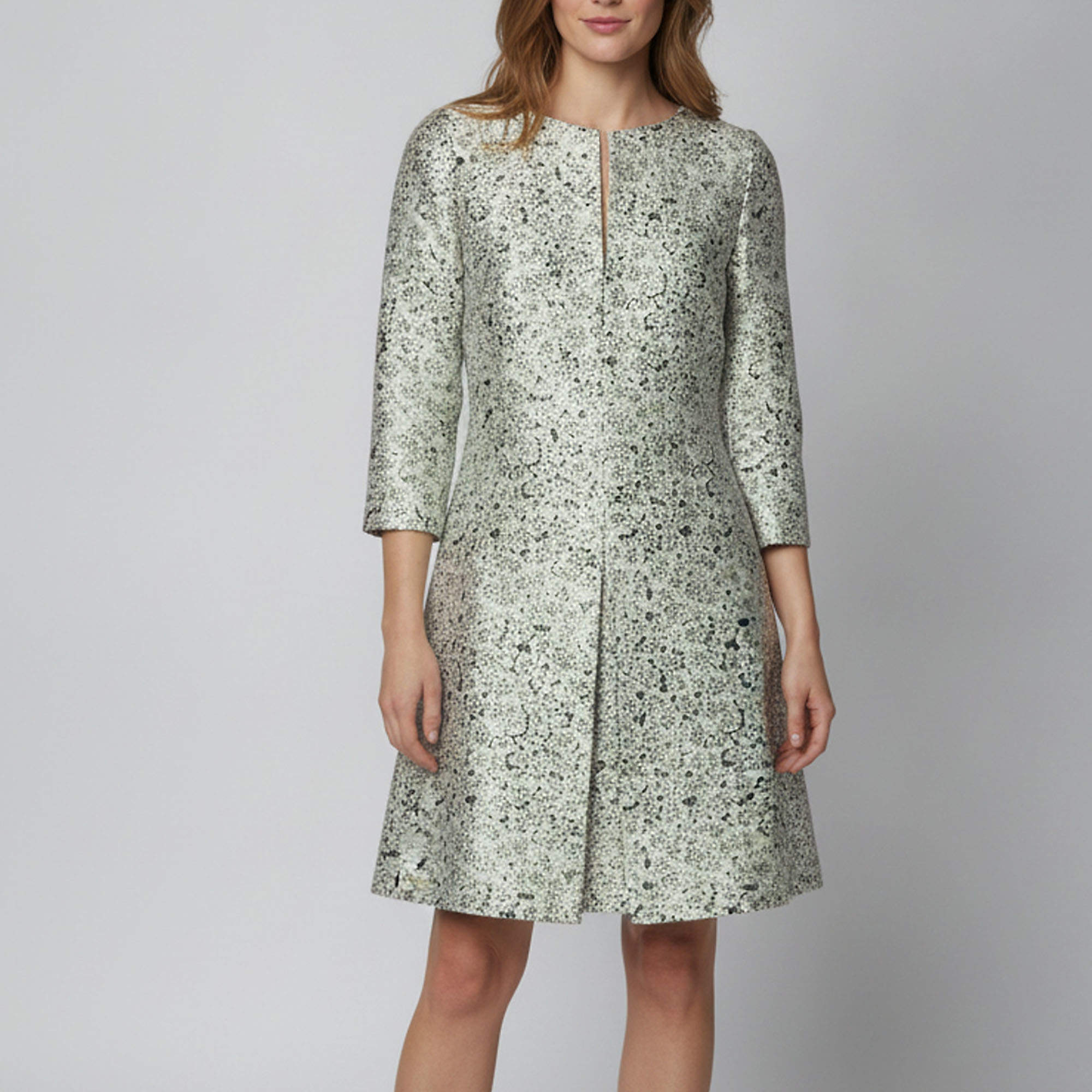 Pre Owned Tory Burch Green Floral Print Silk Inverted Pleat Mini Dress L