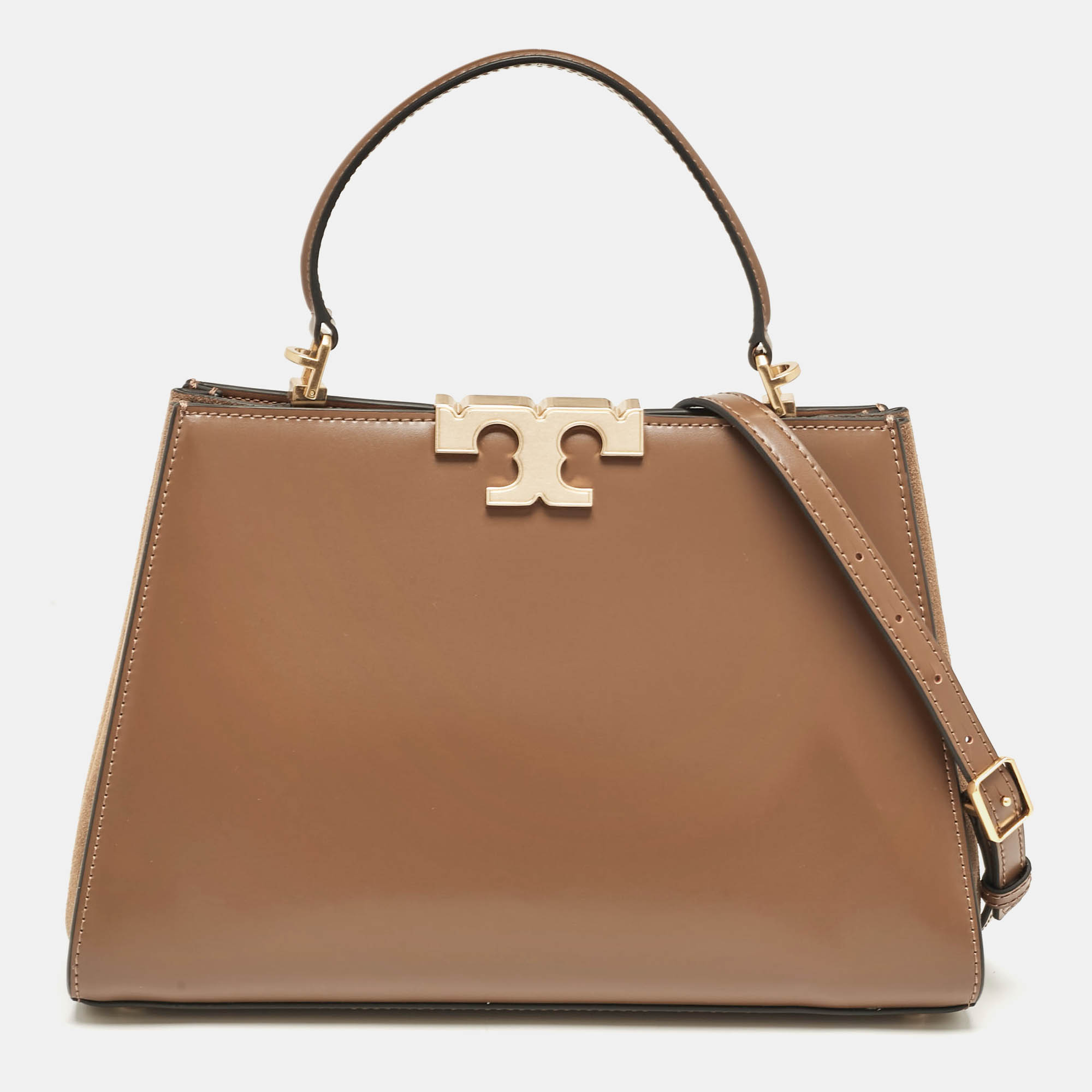 Tory Burch Brown Leather Eleanor Top Handle Bag