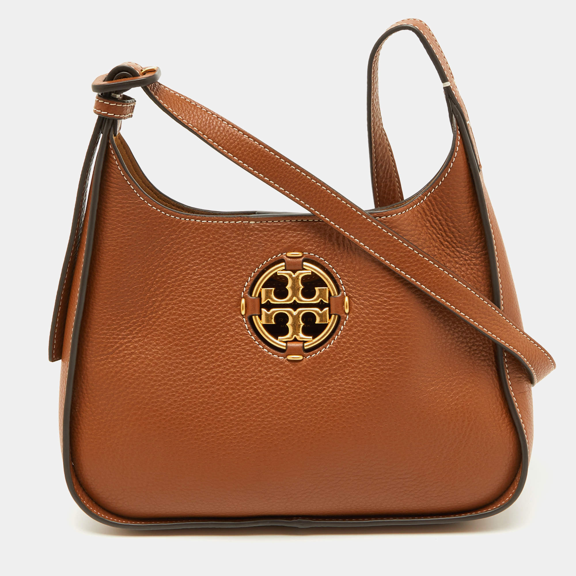 Pre Owned Tory Burch Brown Leather Small Miller Classic Shoulder Bag
