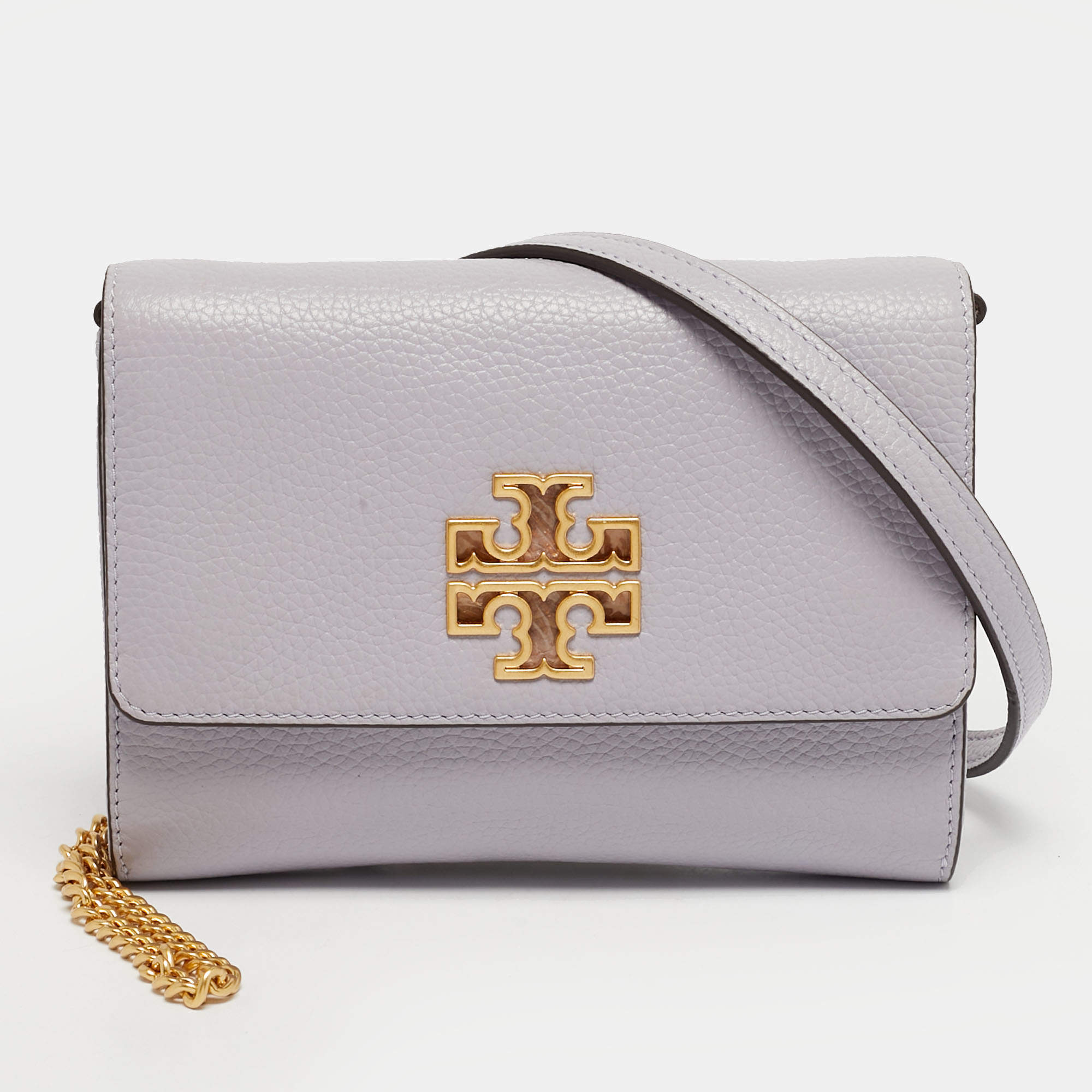 مملوكة مسبقًا Tory Burch Britten Lilac Leather Wallet On Chain