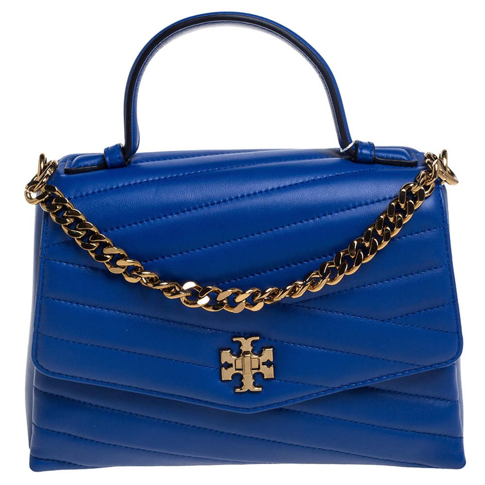حقيبة توري برش كيرا يد علوية جلد متعرج أزرق 