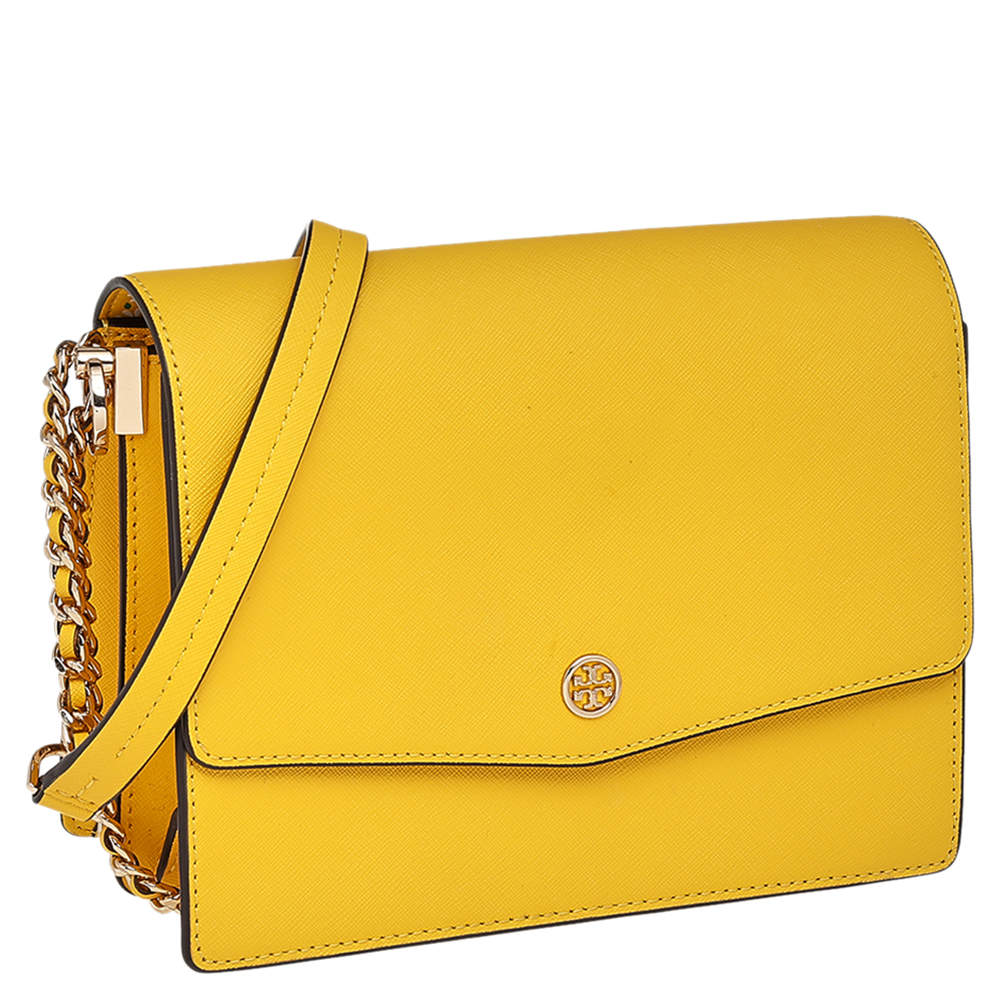 Tory Burch Robinson Spazzolato Shoulder Bag - Yellow