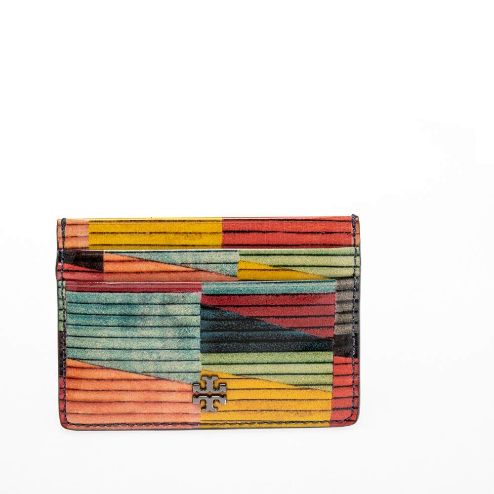 Pre Owned حافظة بطاقات توري برش روبينسون جلد لامع متعدد الألوان