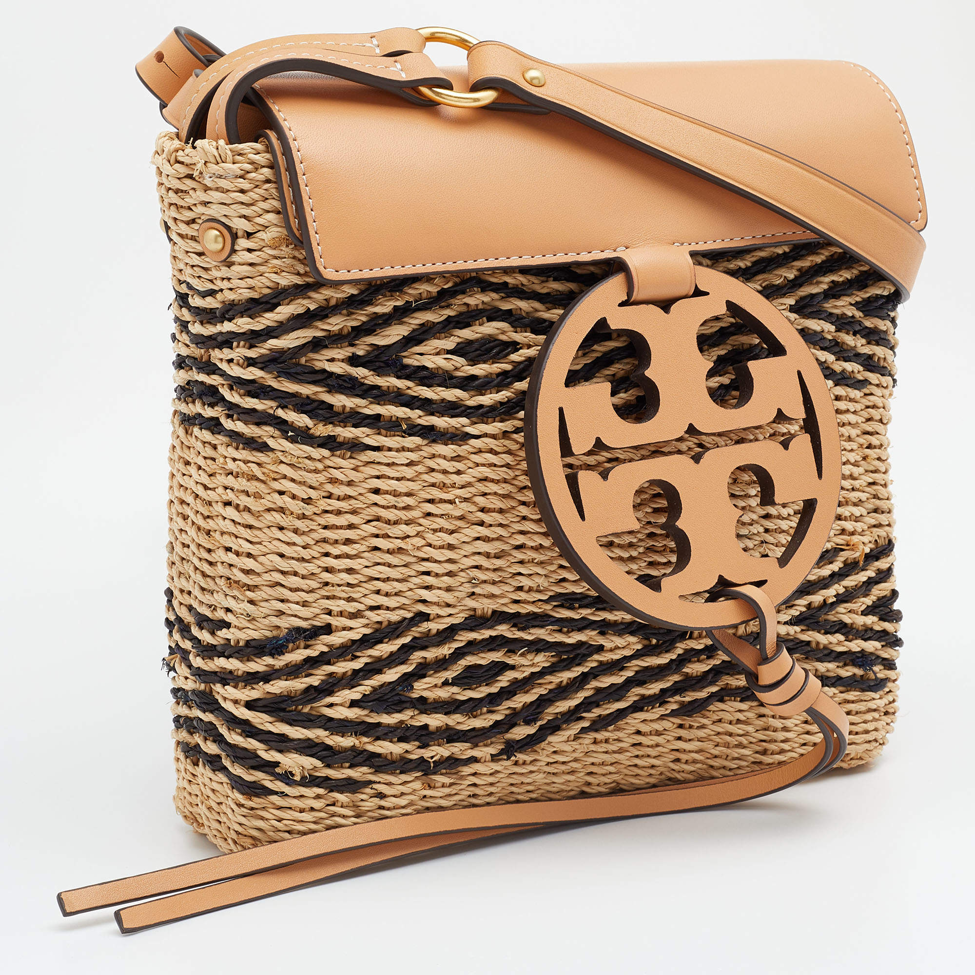 Tory Burch Brown & Black Miller Straw Stripe Tote, Best Price and Reviews