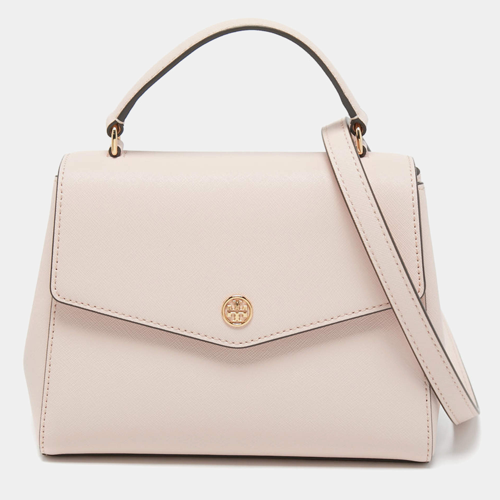 Tory Burch Pink Saffiano Leather Small Robinson Top Handle Bag