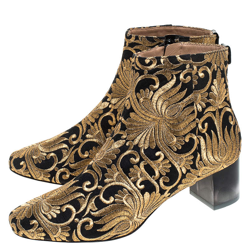 Tory Burch Black/Gold Embroidered Carlotta Booties Size 40 Tory Burch | TLC