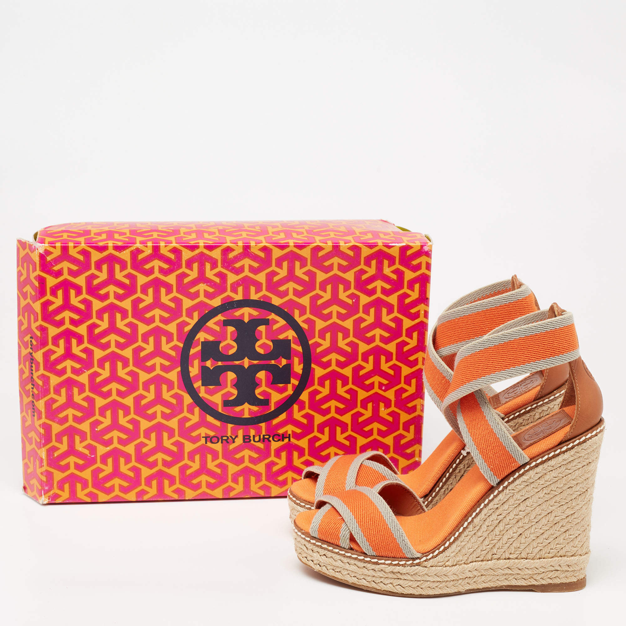 Tory Burch Tri-Color Fabric Adonis Espadrille Wedge Sandals Size  Tory  Burch | TLC