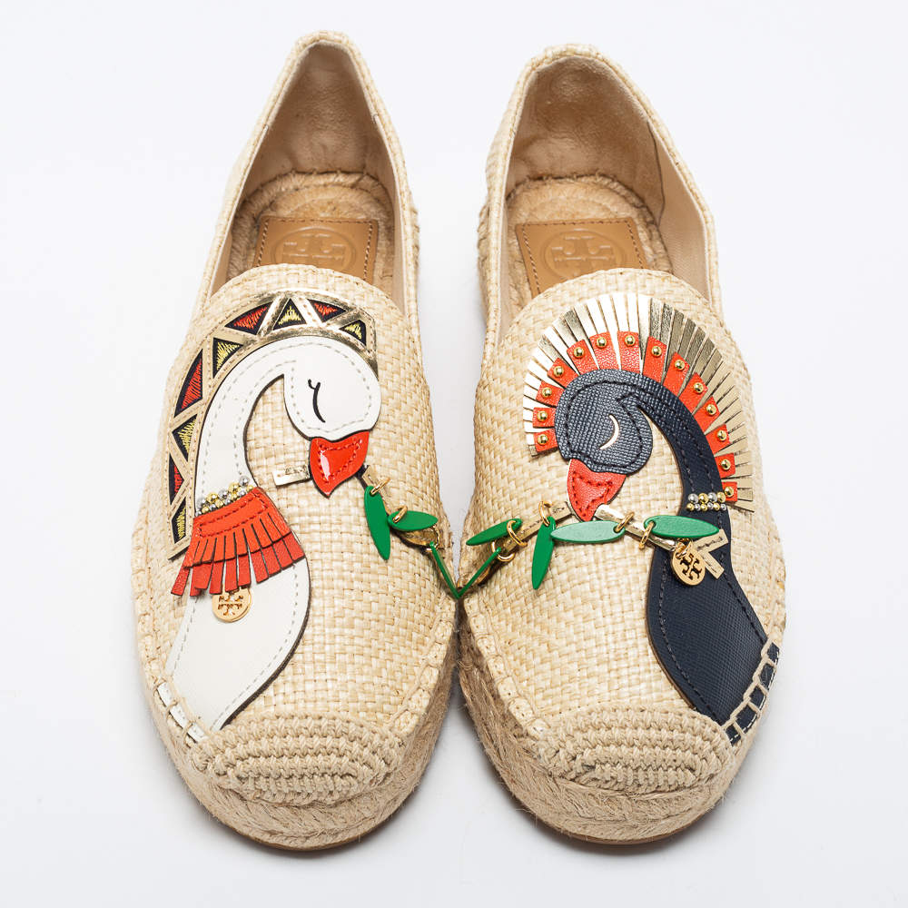 Tory Burch Beige Jute Embellished Espadrille Flats Size 37 Tory Burch | TLC