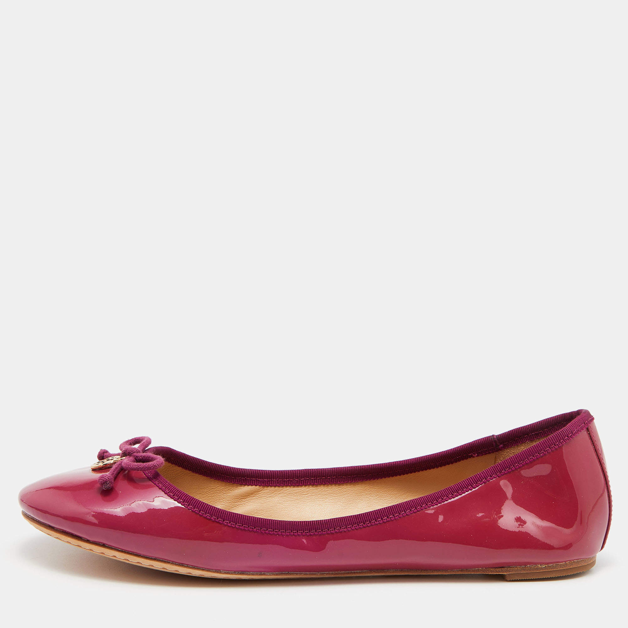 Pre Owned Tory Burch Pink Patent Leather Chelsea Ballet Flats Size 41