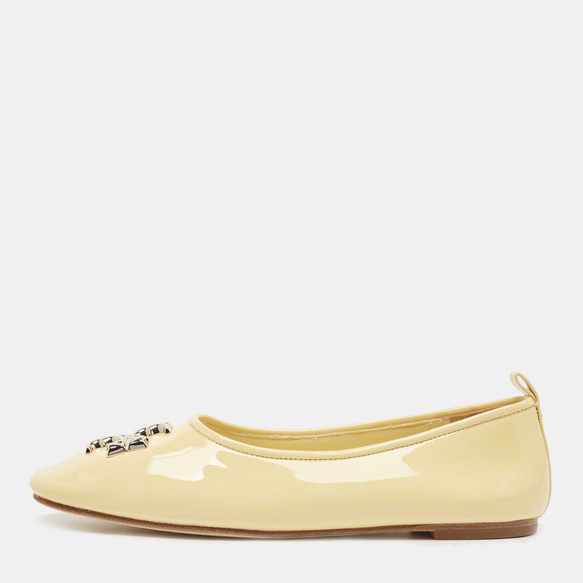 Pre Owned Tory Burch Yellow Patent Leather Eleanor Ballet Flats Size 39