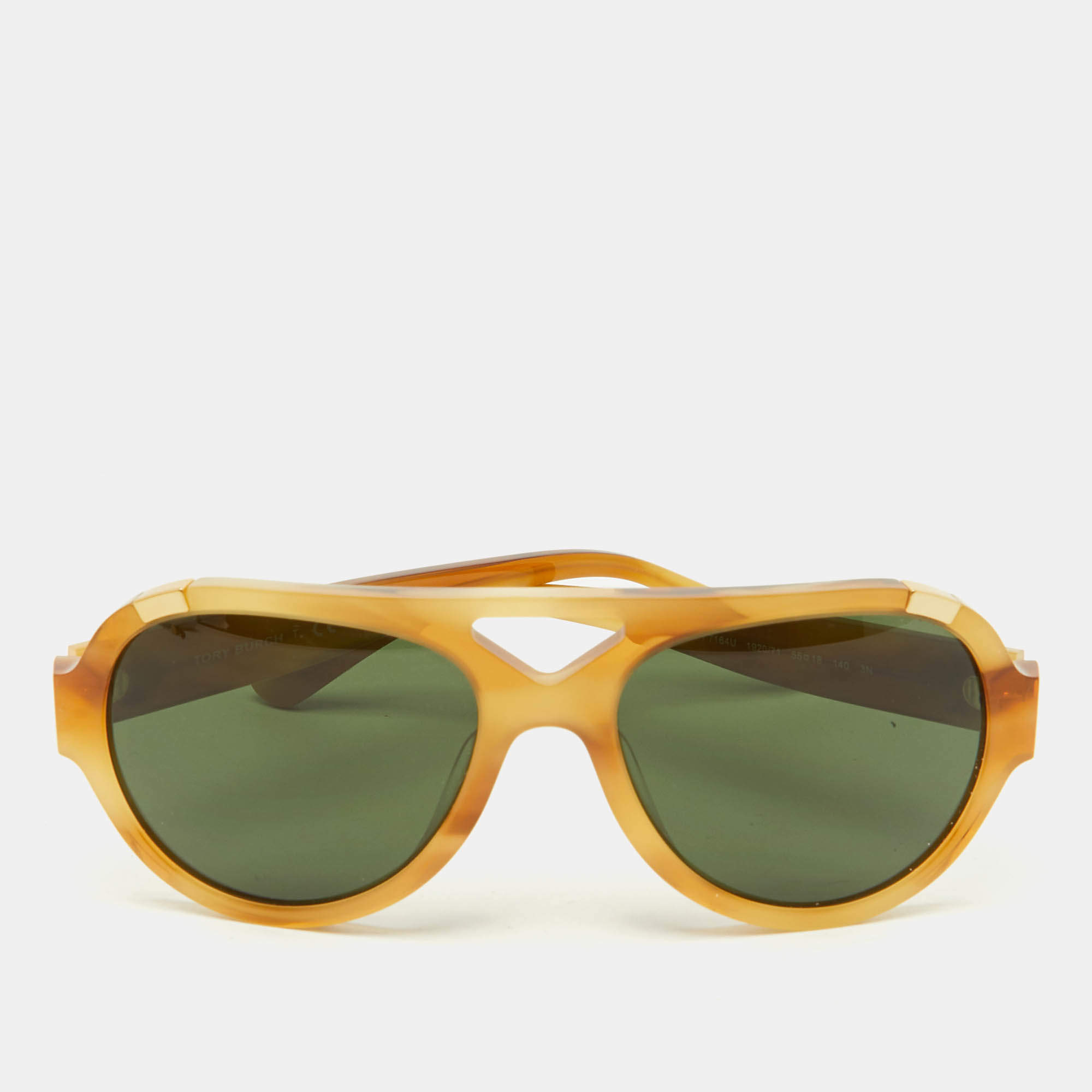 Pre Owned Tory Burch Brown/Black TY7164U Frame Aviator Sunglasses