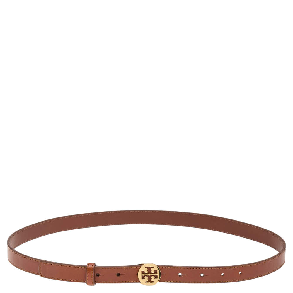 Pre Owned Tory Burch Brown Leather Waist Belt 90CM