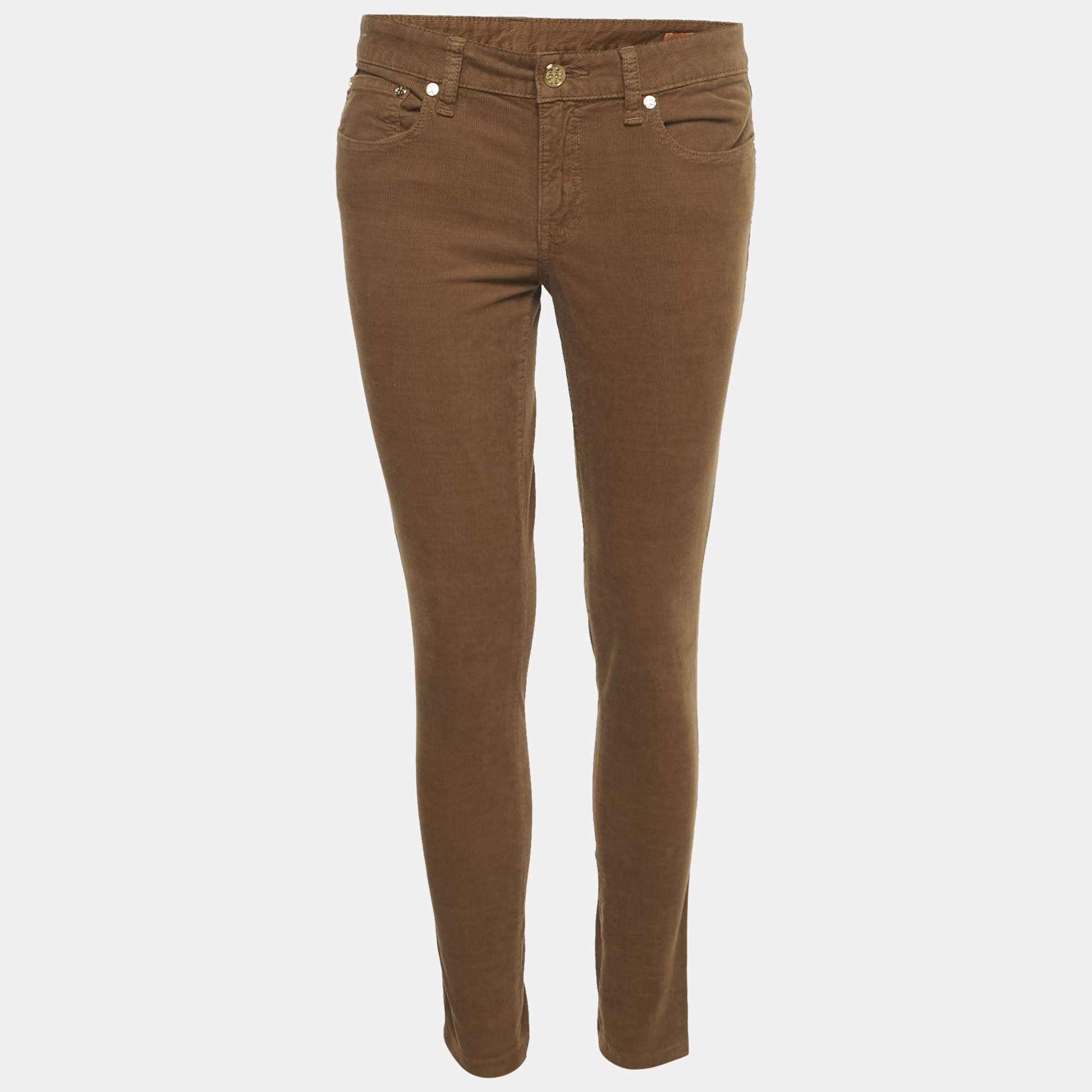 Pre Owned Tory Burch Brown Corduroy Skinny Ivy Pants M