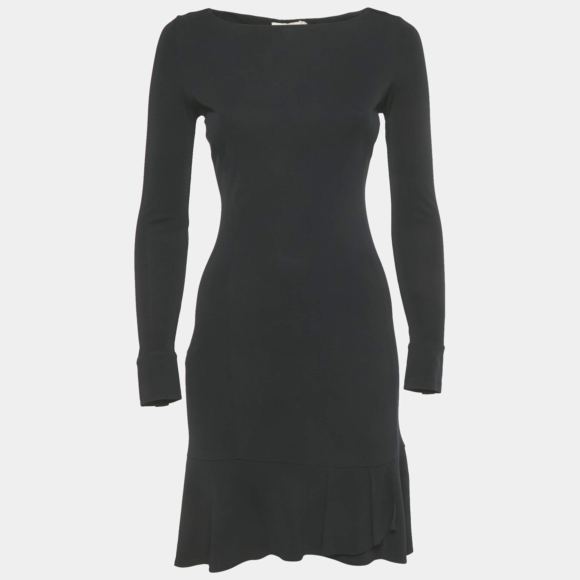 Pre Owned Tory Burch Black Jersey Long Sleeve Mini Dress XS