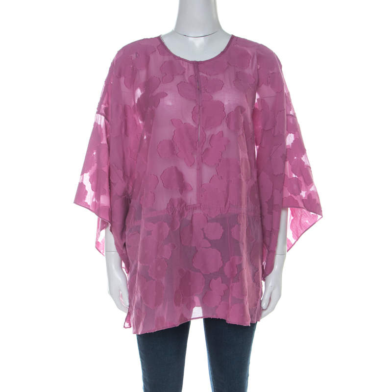 Pre Owned Tory Burch Purple Cotton Silk Fil Coupe Tunic Top XL