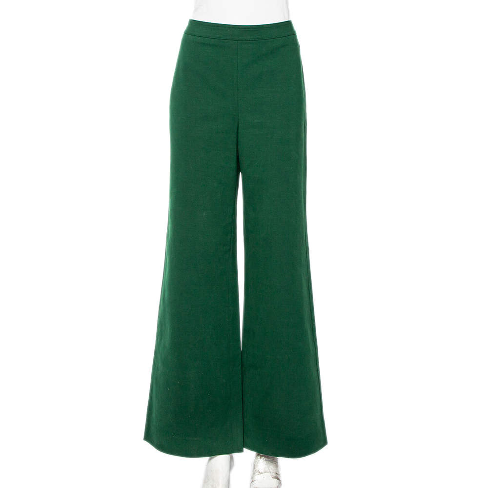Tory Burch Green Cotton & Lyocell Palazzo Pants M