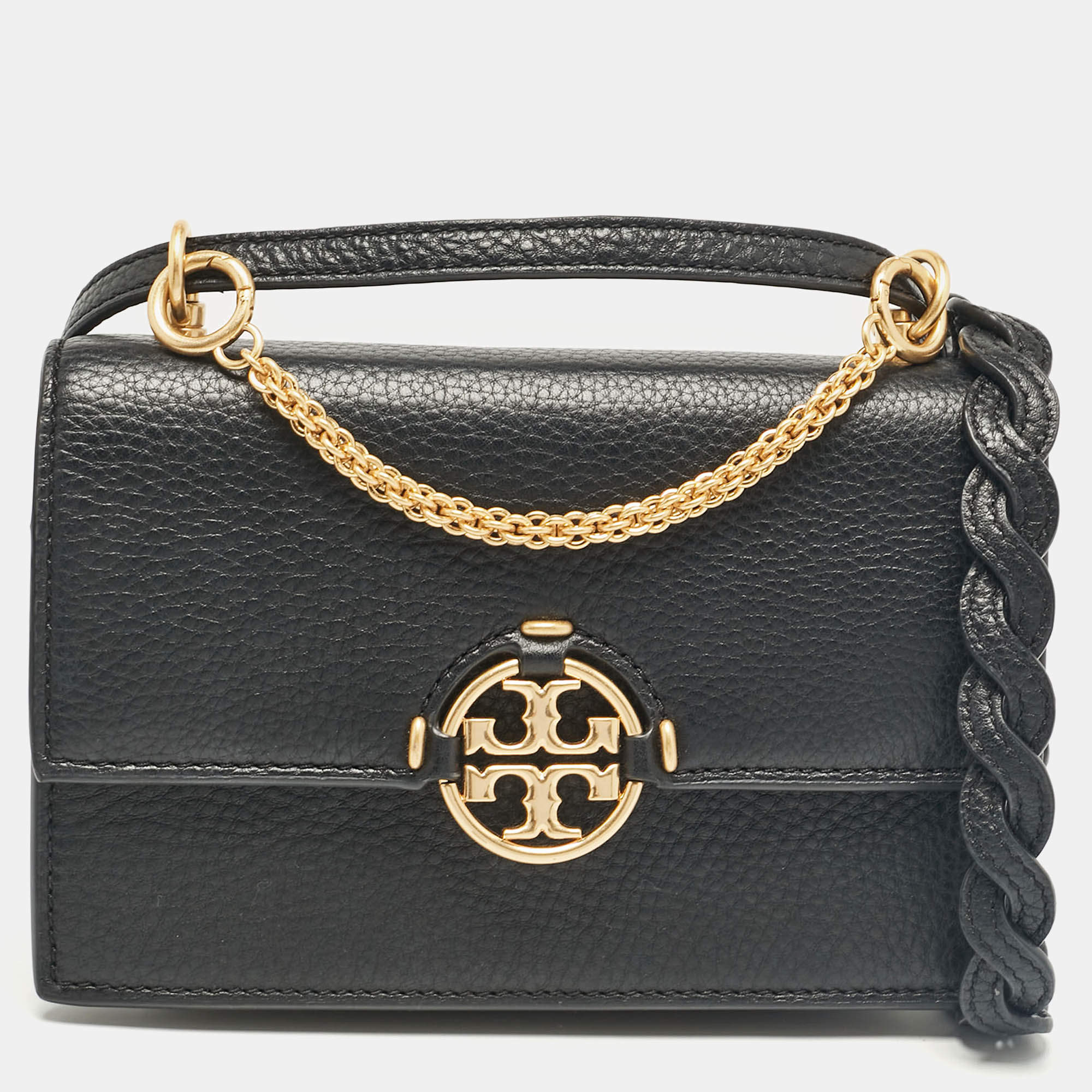 Pre Owned Tory Burch Black Leather Mini Miller Shoulder Bag