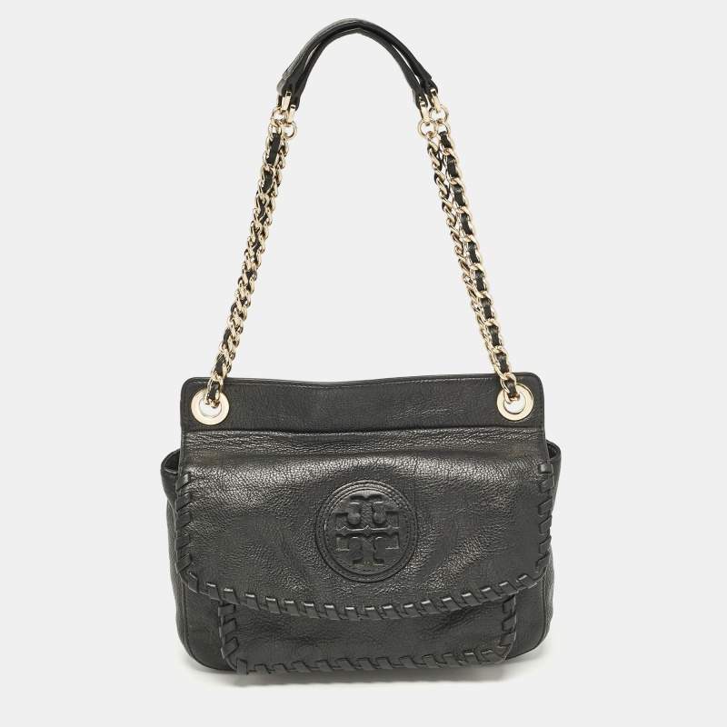 Tory Burch Black Leather Marion Shoulder Bag