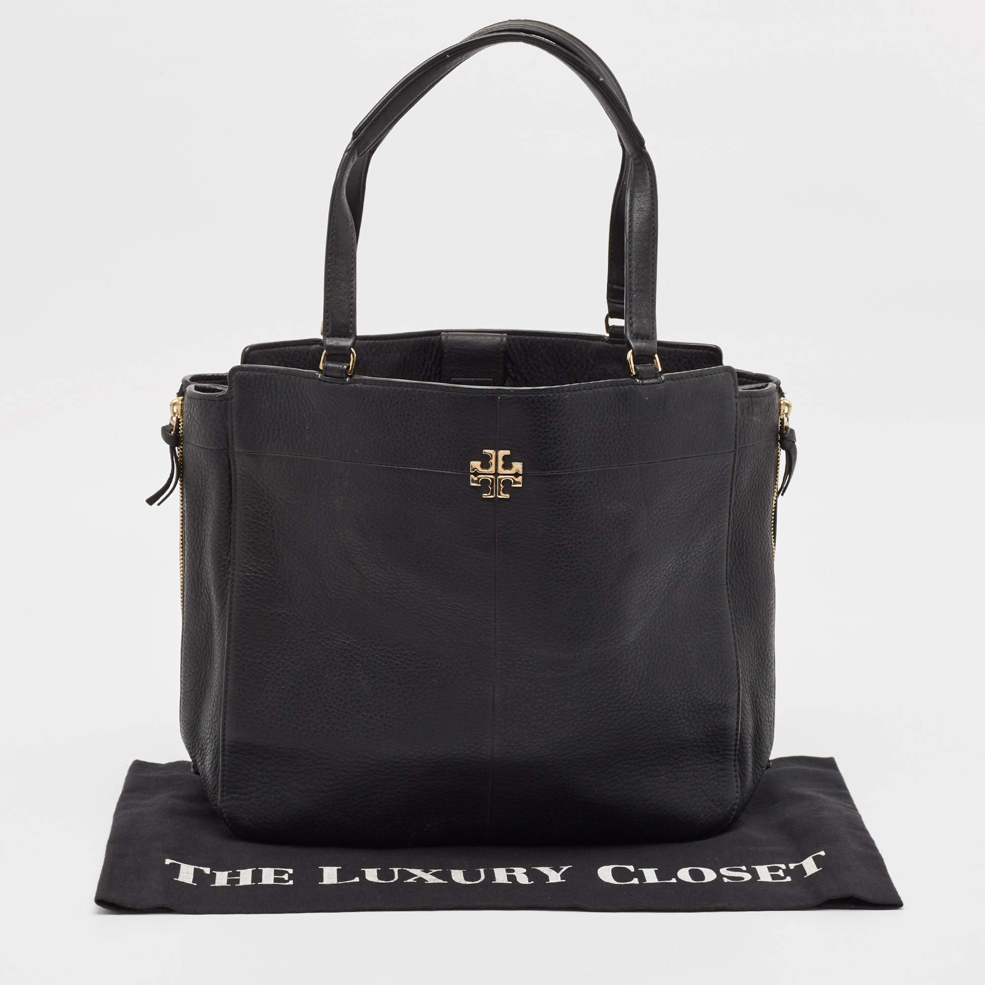 Tory Burch Black Leather Ivy Side Zip Tote Tory Burch TLC