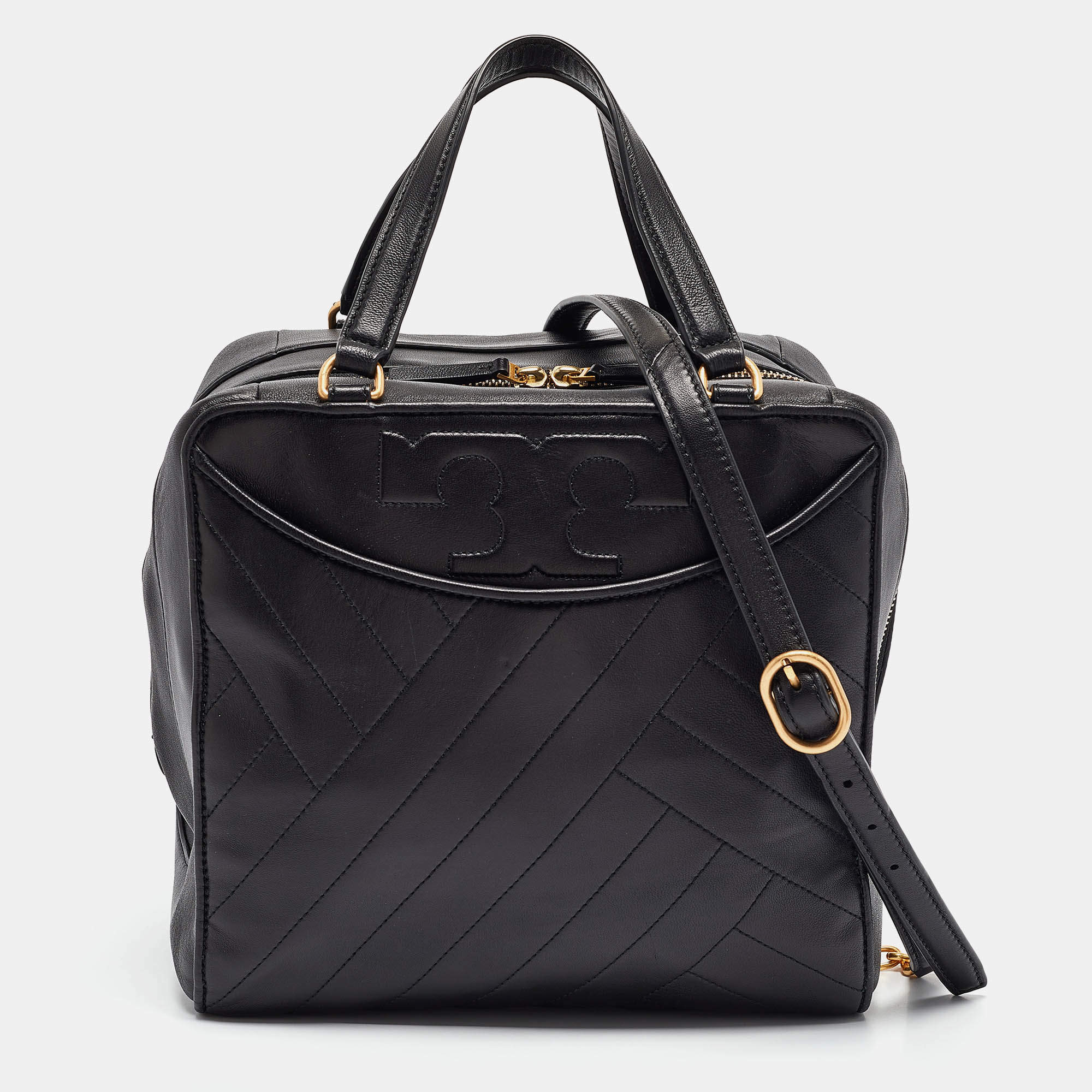 Pre Owned Tory Burch Black Leather Alexa Satchel