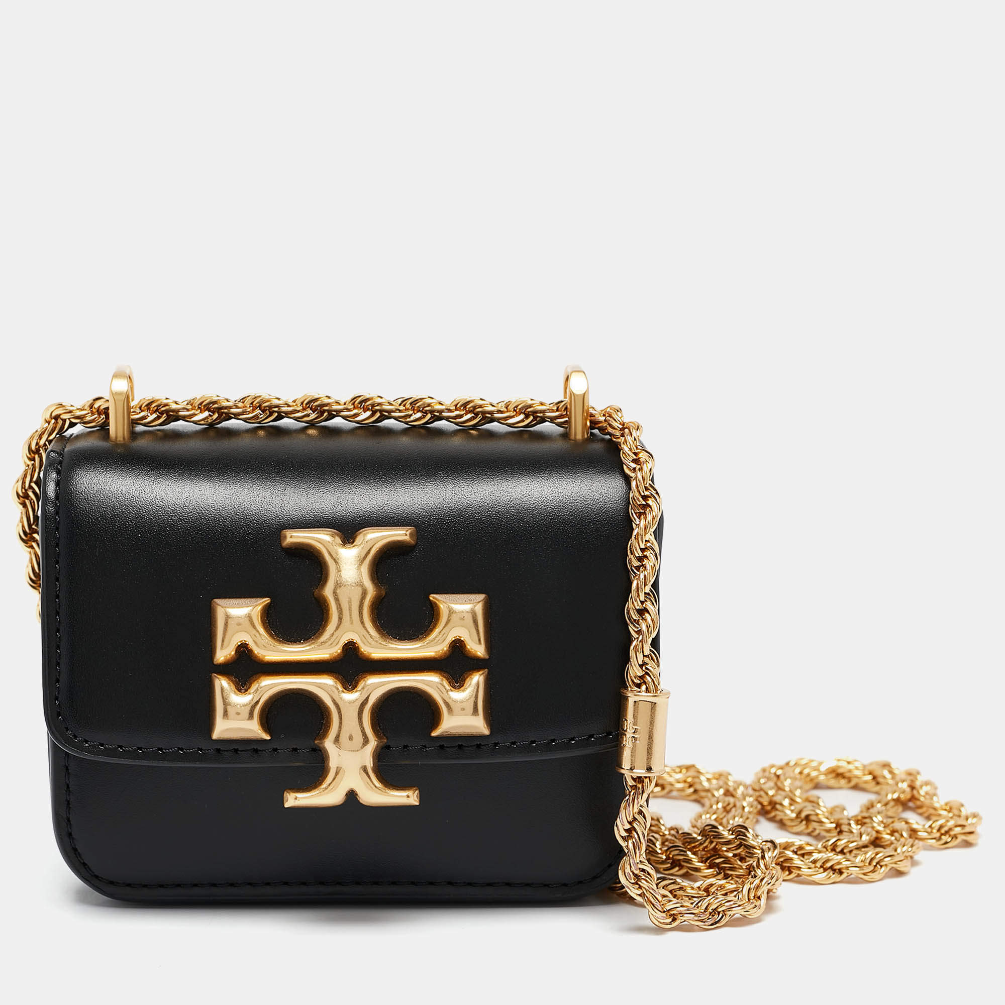 Pre Owned Tory Burch Black Leather Mini Eleanor Crossbody Bag