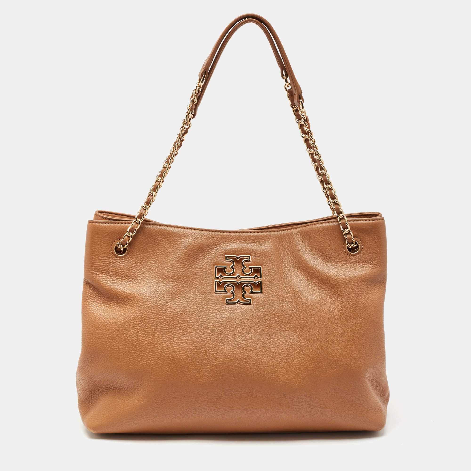 Pre Owned Tory Burch Brown Leather Britten Slouchy Tote
