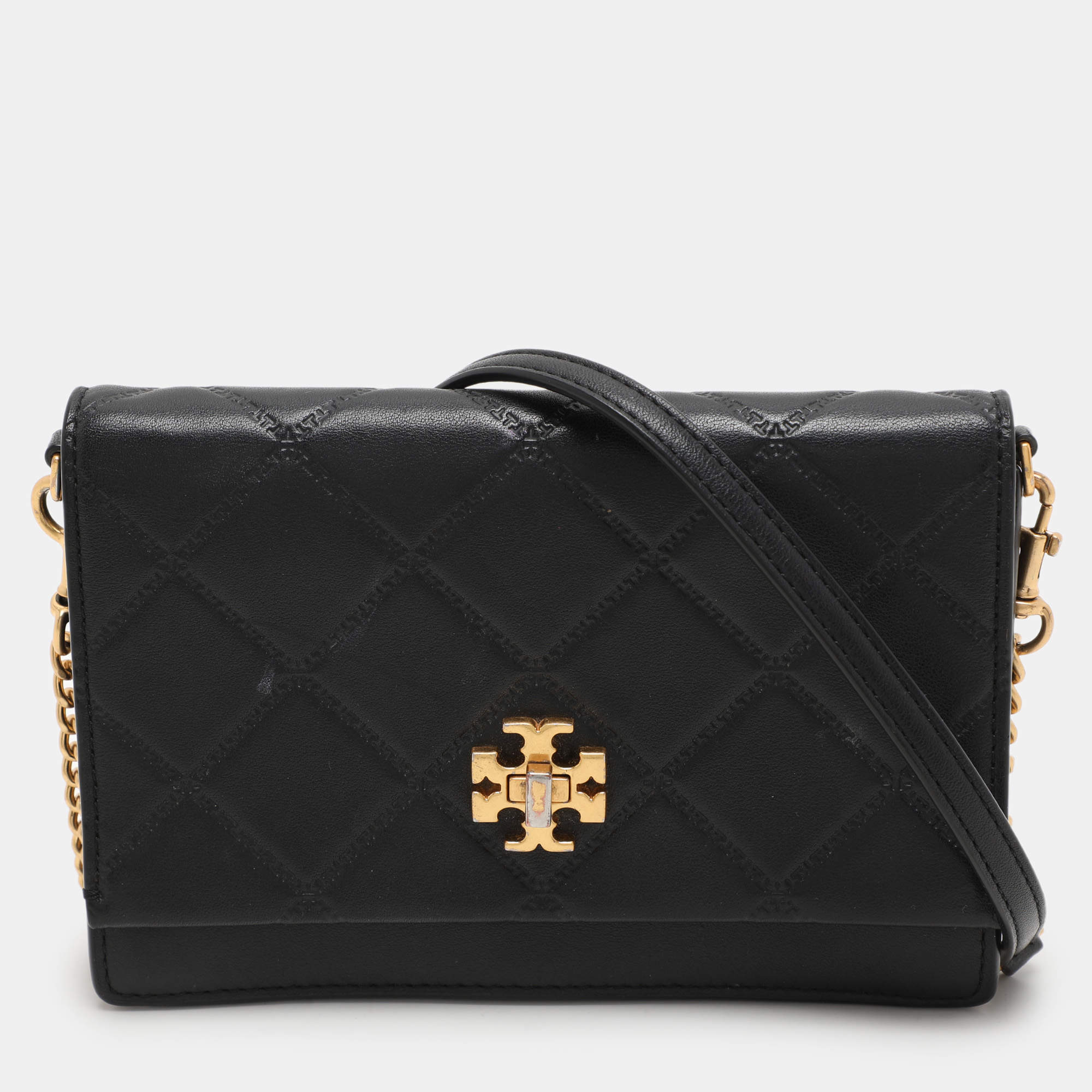 Tory Burch Black Leather Georgia Turn-Lock Crossbody Bag