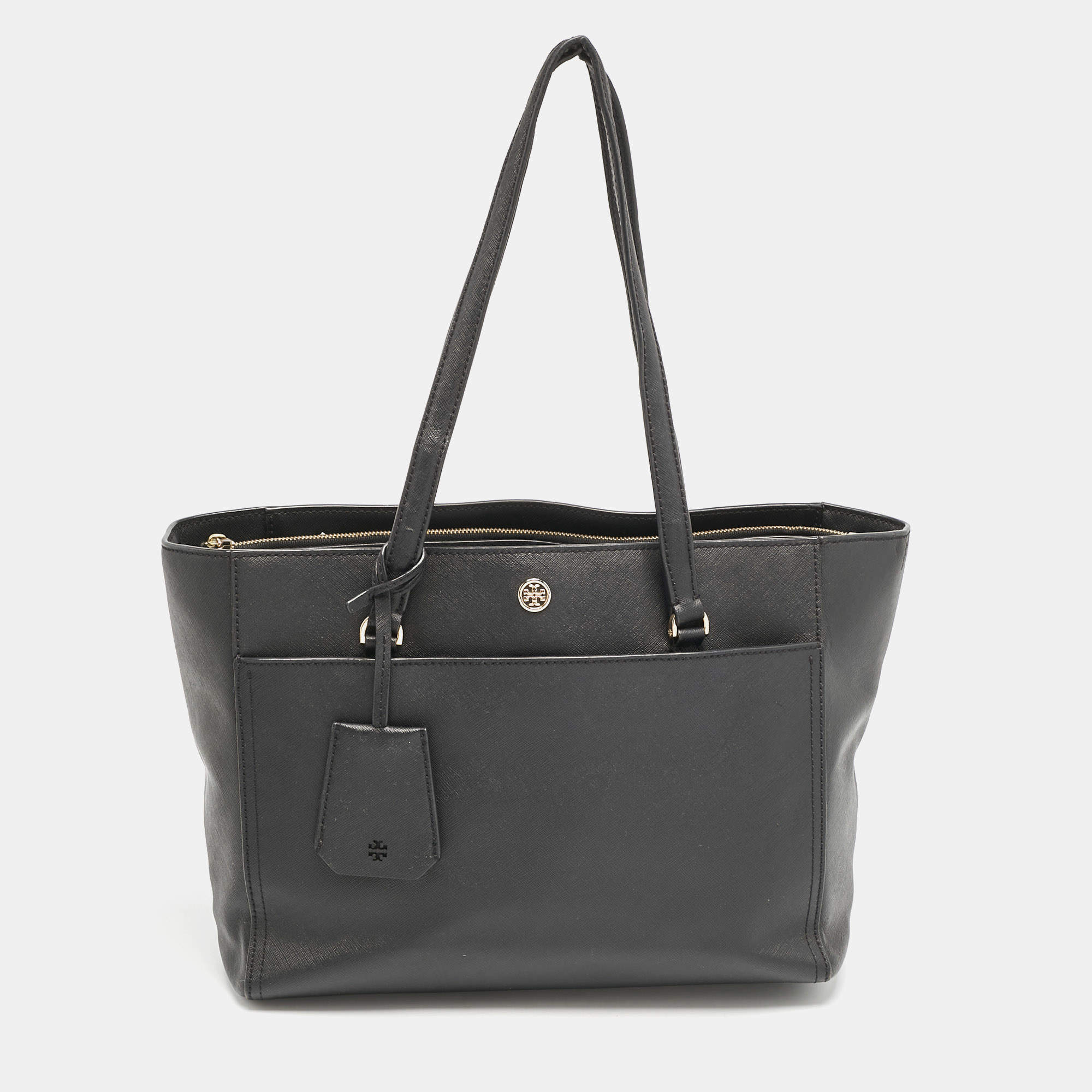 Tory Burch Black Leather Small Robinson Tote