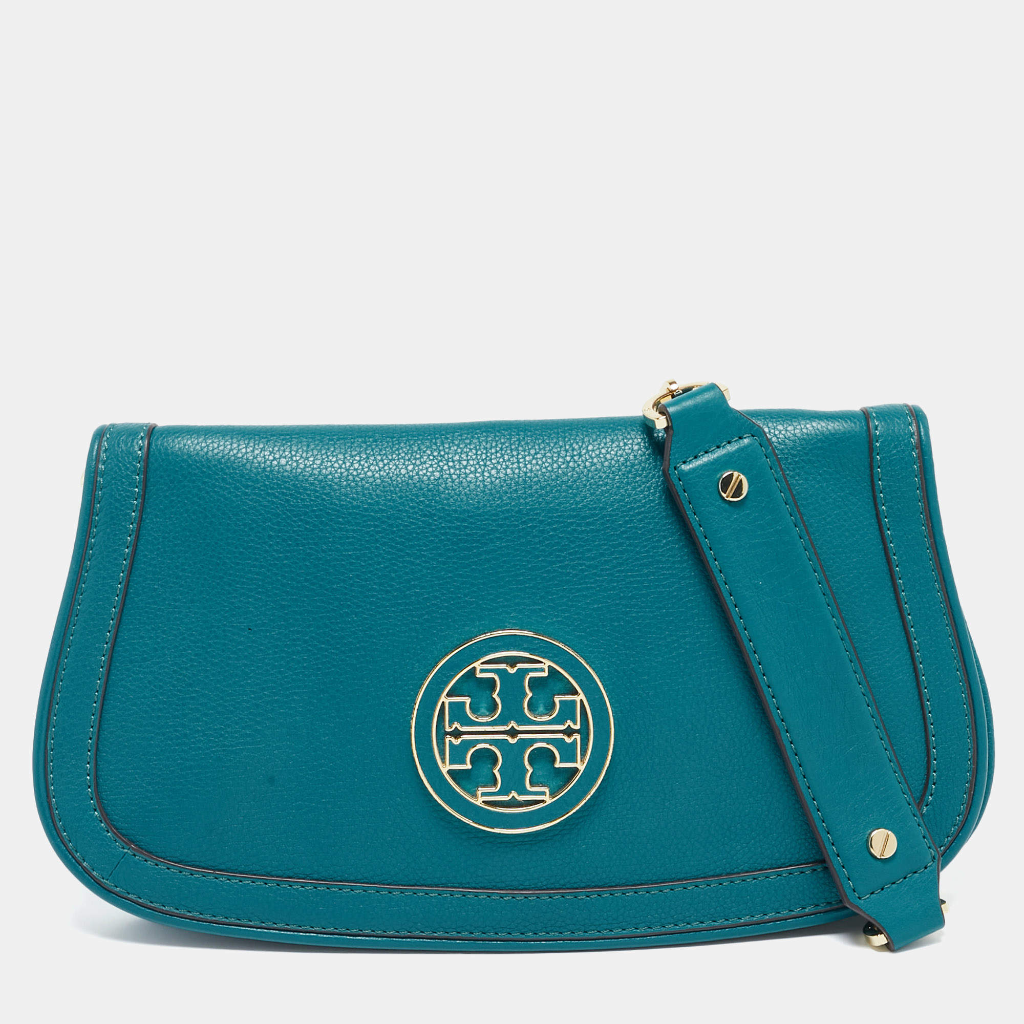Tory Burch Teal Green Leather Amanda Crossbody Bag