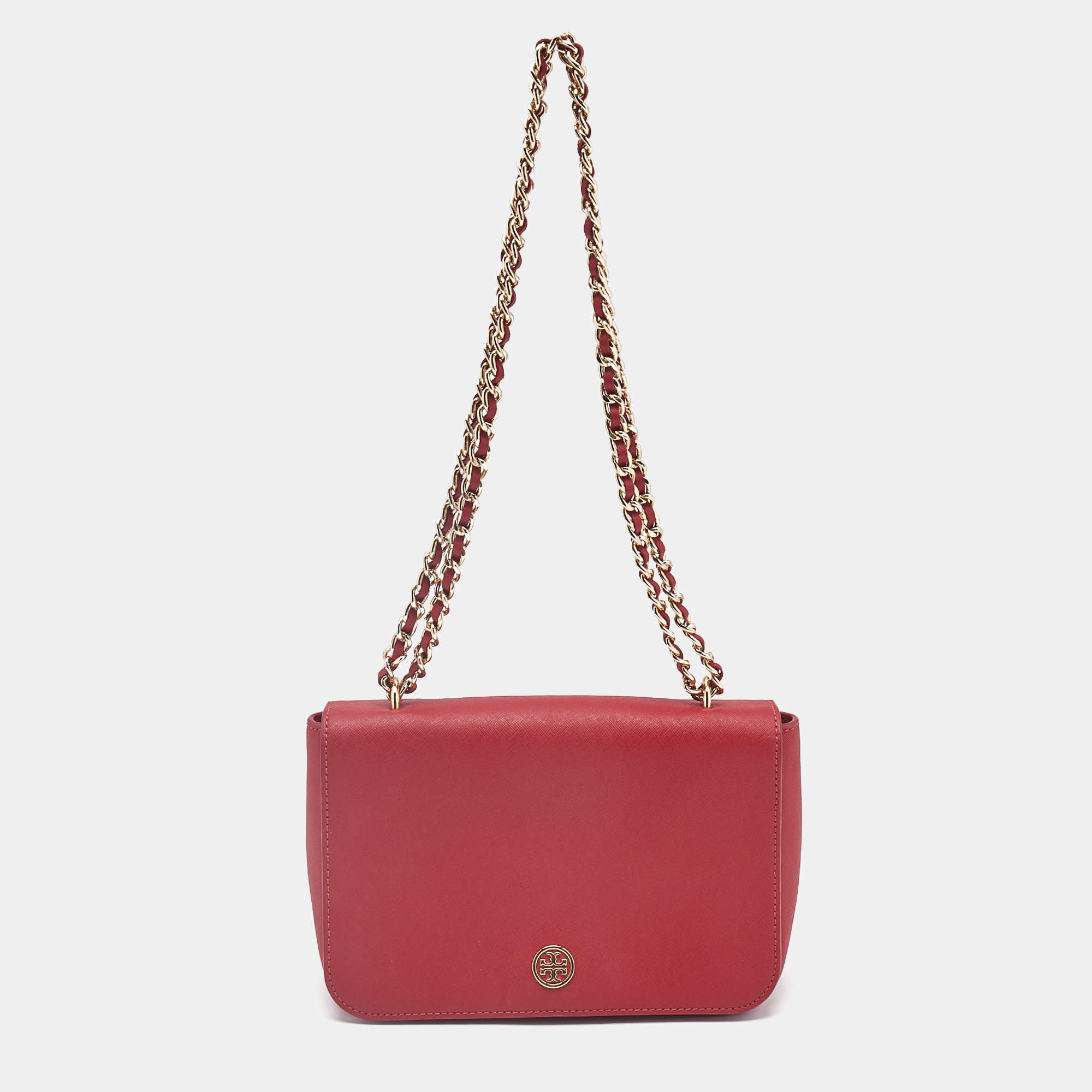 Pre Owned Tory Burch Red Leather Emerson Crossbody Bag