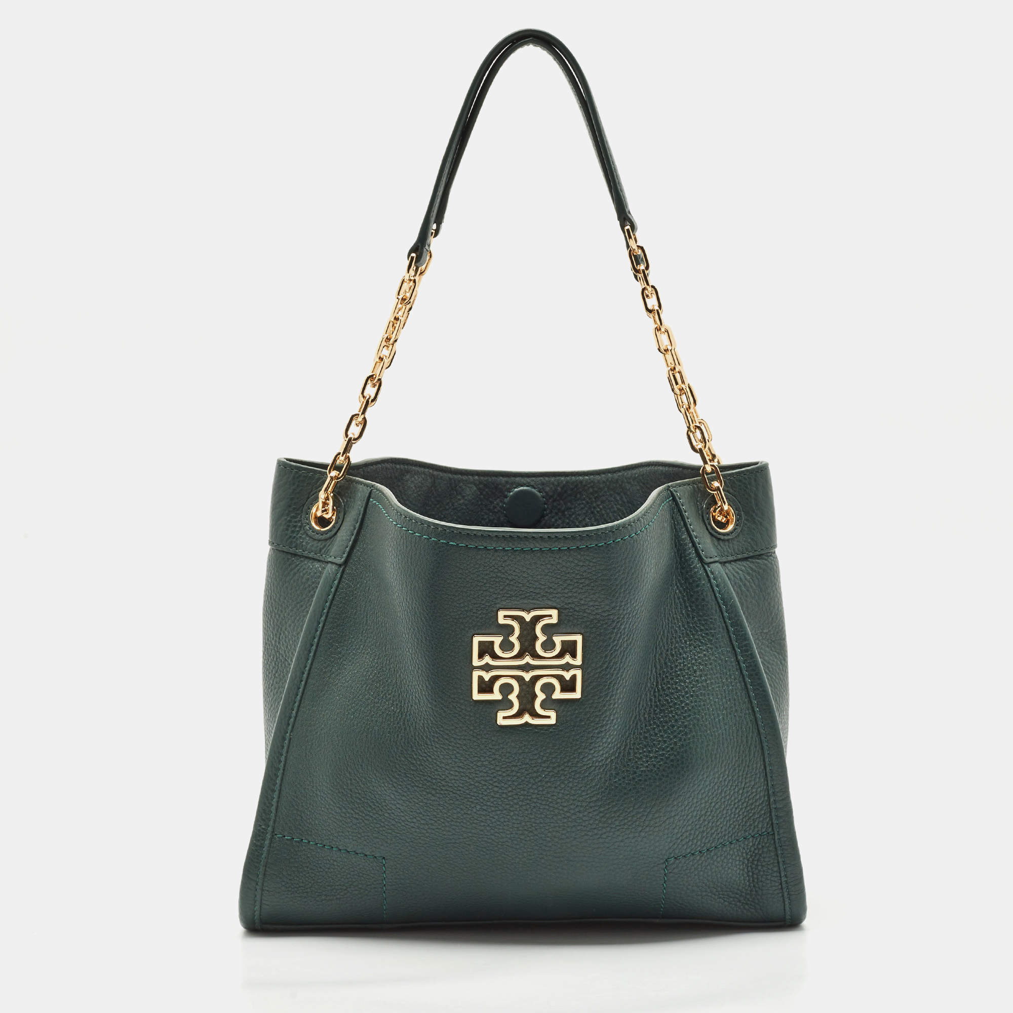 Pre Owned Tory Burch Green Leather McGraw Slouchy Tote