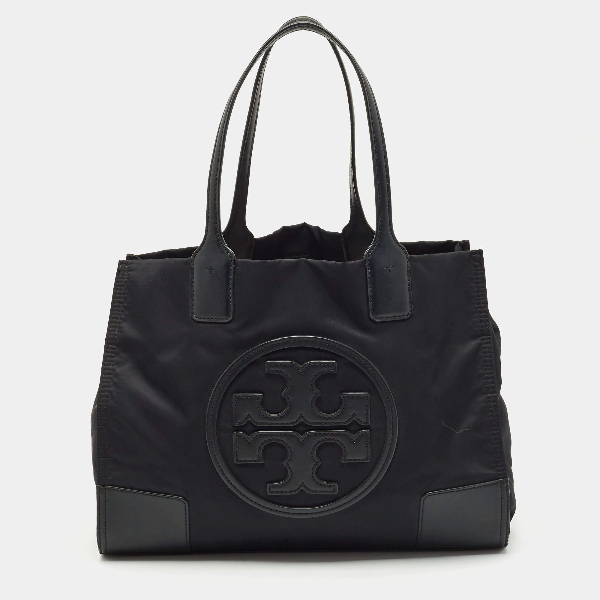 Tory Burch Black Nylon and Faux Leather Medium Ella Tote