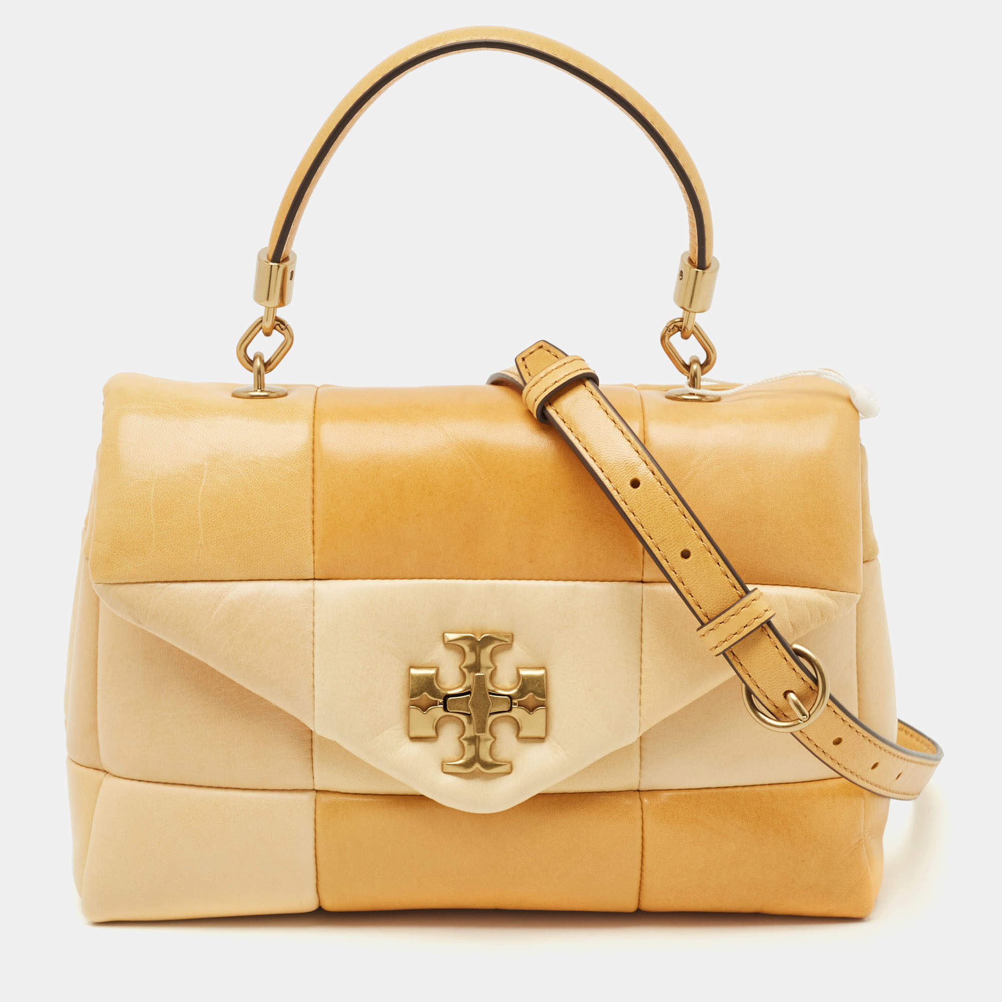 Pre Owned Tory Burch Multicolor Leather Small Patchwork Kira Top Handle Bag