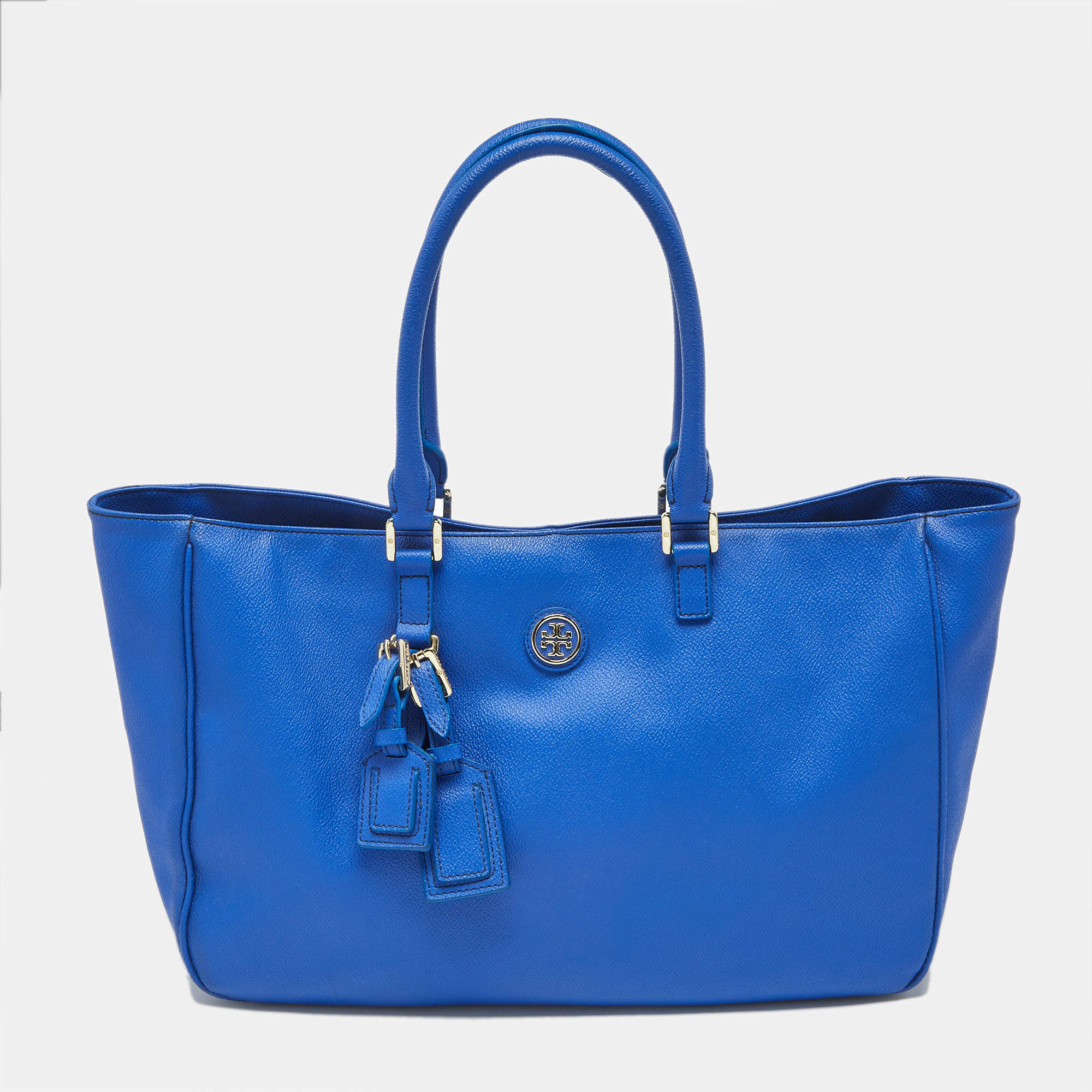 Pre Owned Tory Burch Blue Leather Roslyn Tote