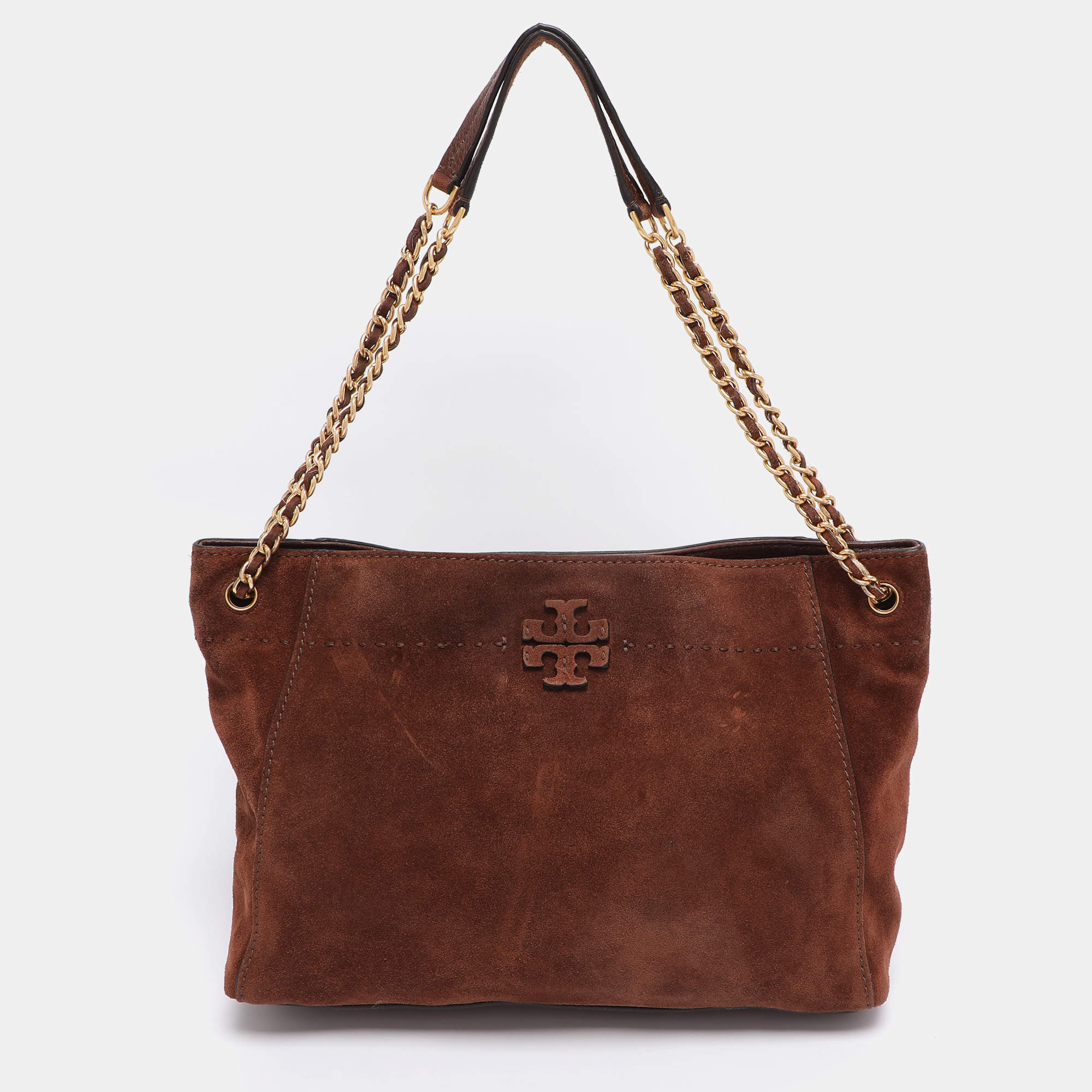 Pre Owned Tory Burch Brown Suede McGraw Slouchy Tote