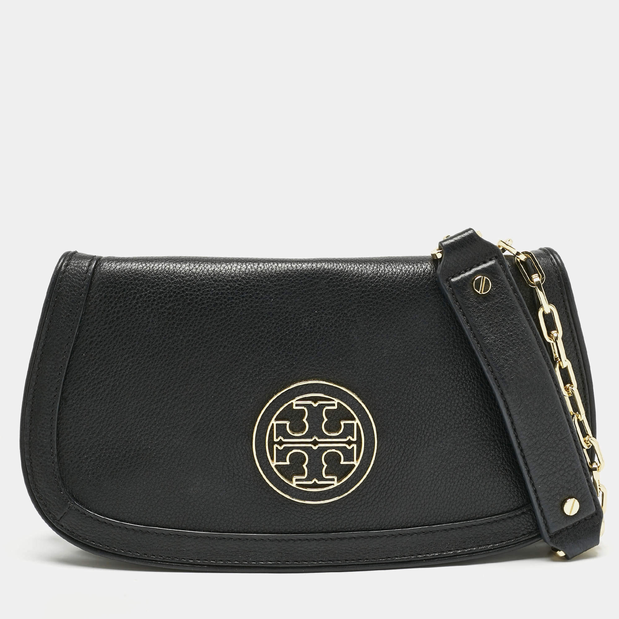 Pre Owned Tory Burch Black Leather Amanda Shoulder Bag