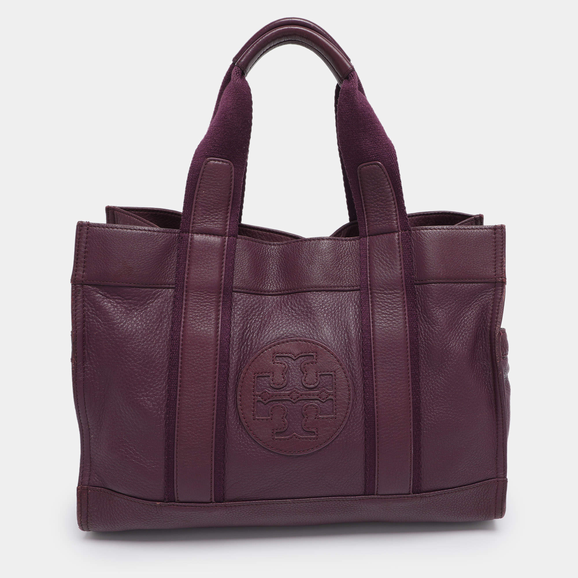 Pre Owned Tory Burch Purple Leather Tote