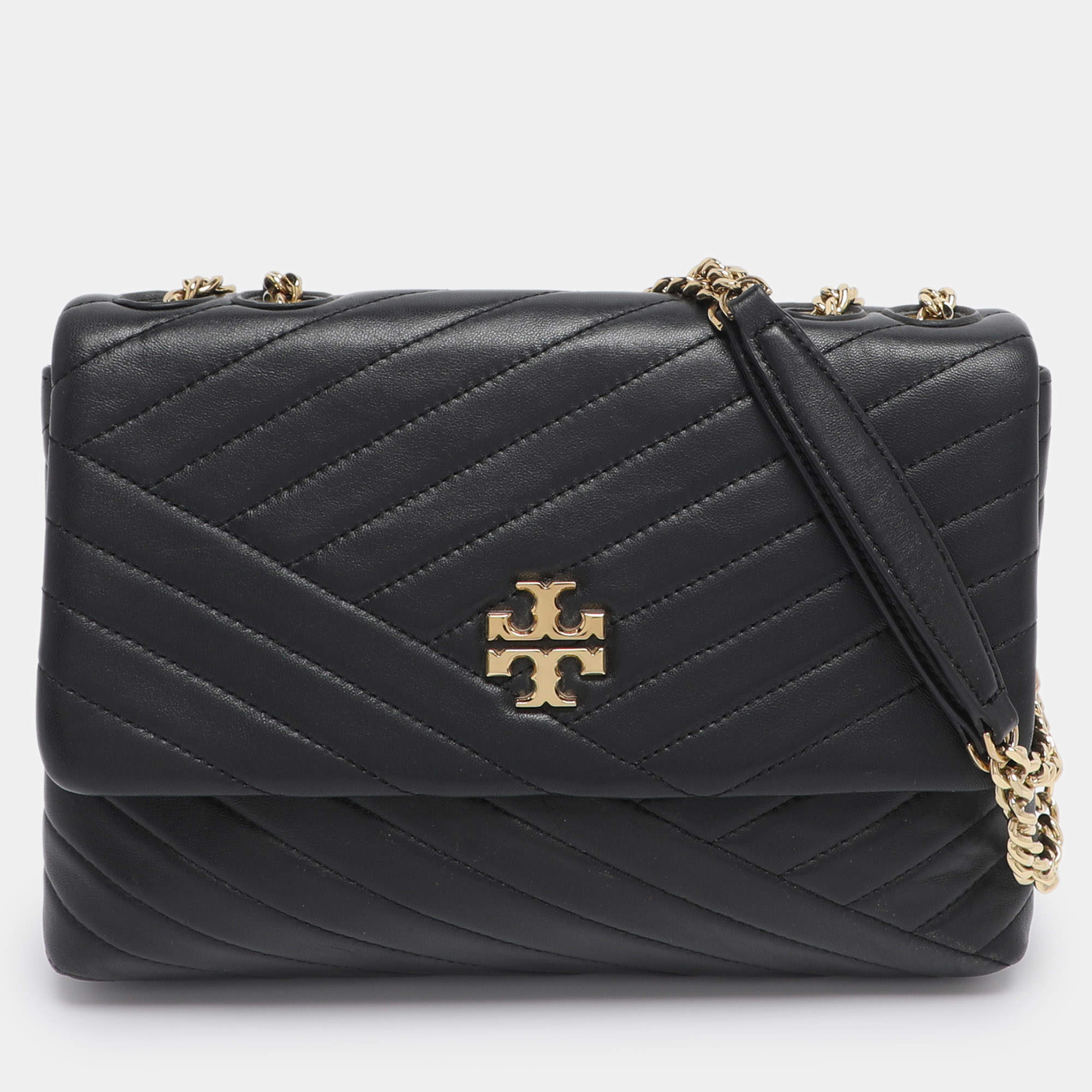 Pre Owned Tory Burch Black Leather Kira Shoulder Bag