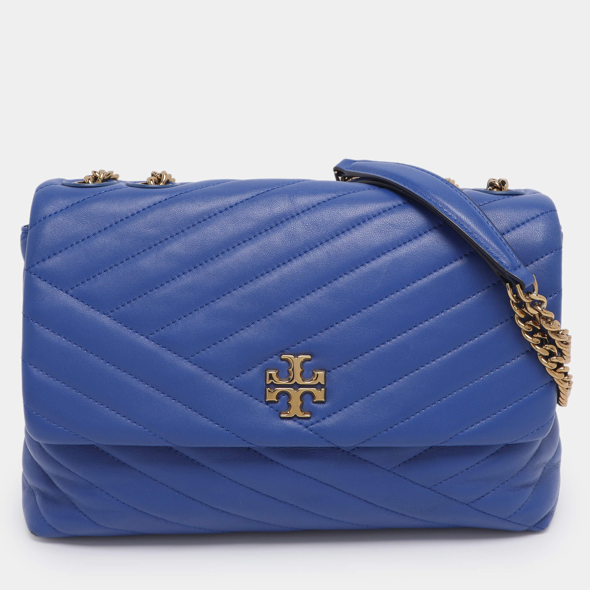 Pre Owned Tory Burch Blue Leather Kira Shoulder Bag