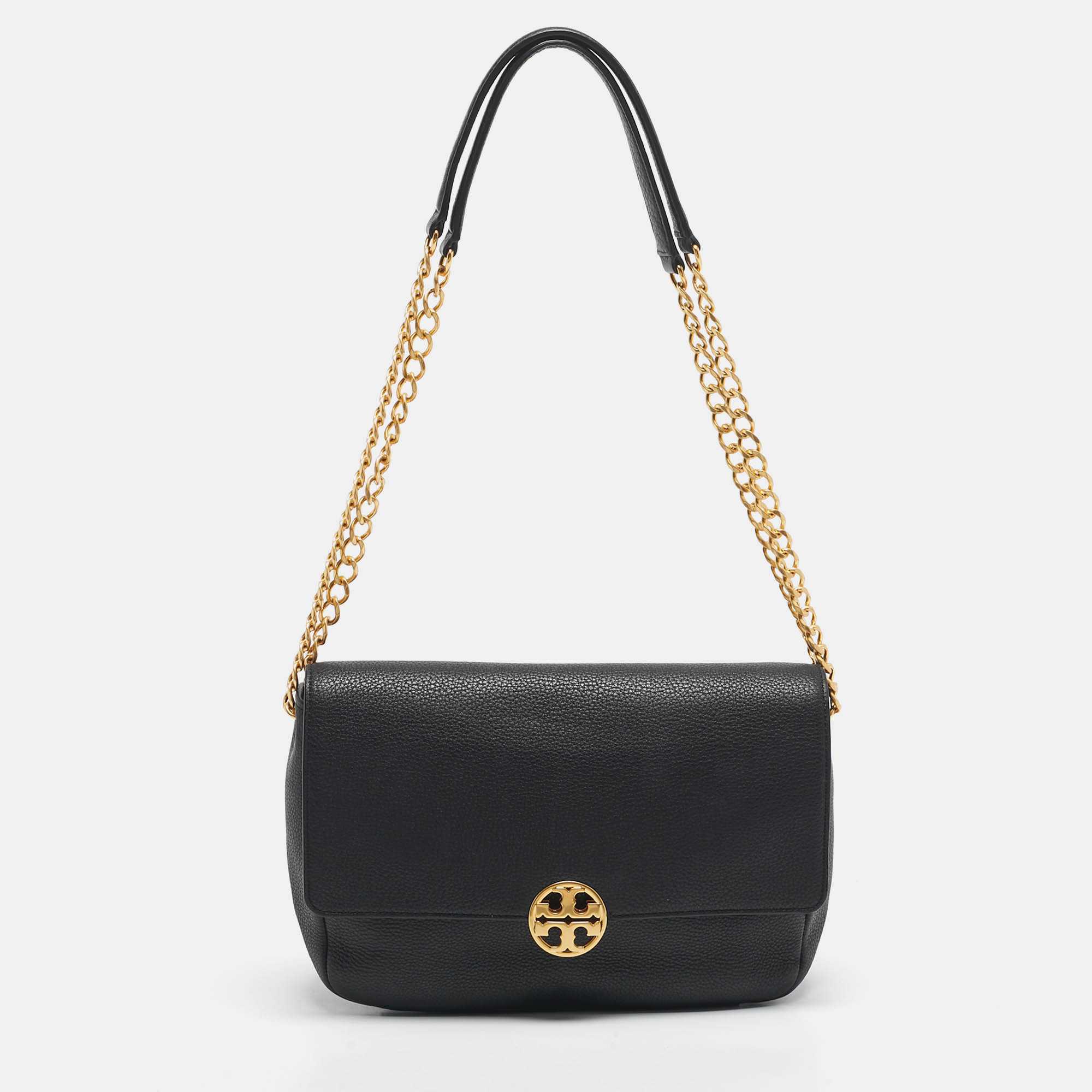 Pre Owned Tory Burch Black Leather Chelsea Chain Shoulder Bag