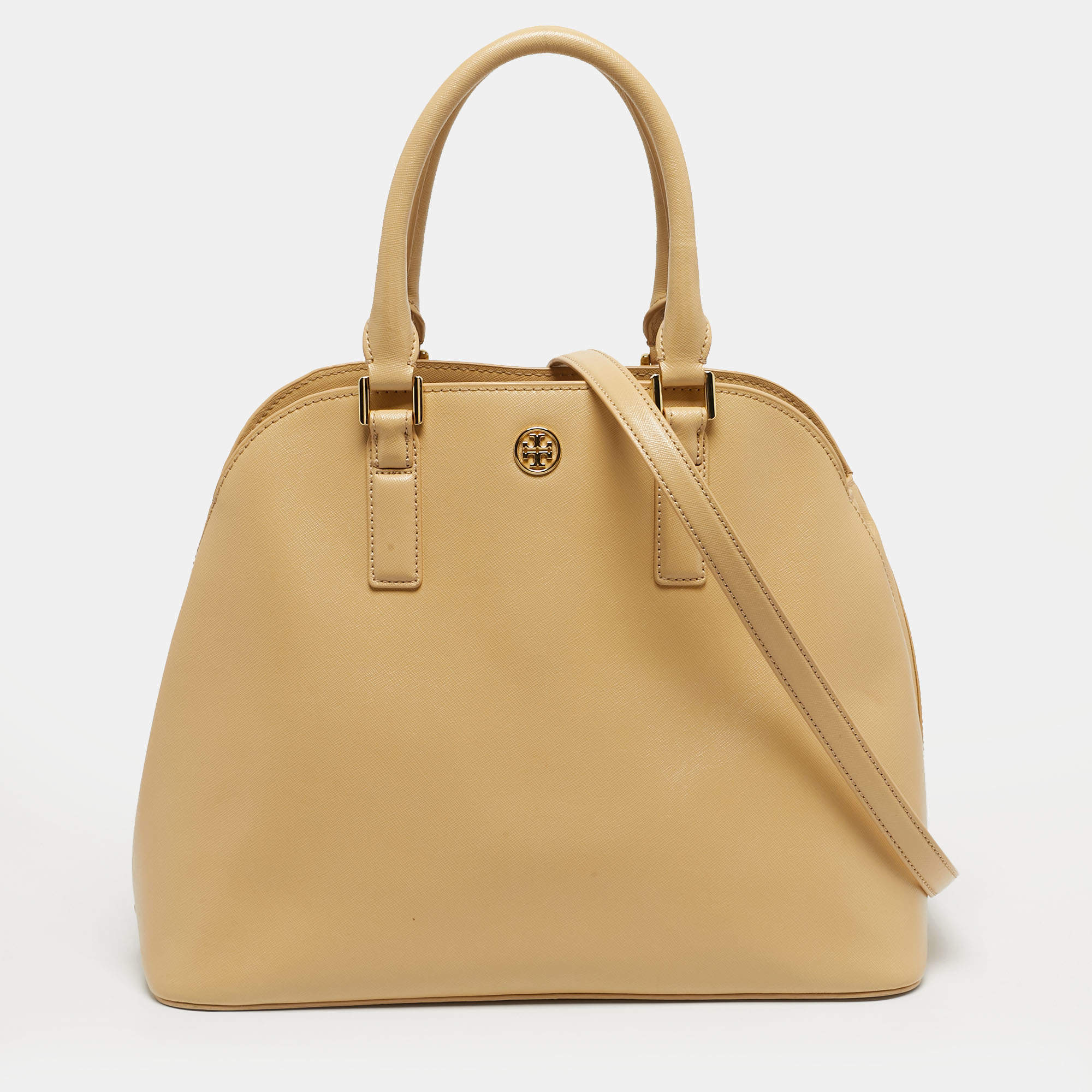 مملوكة مسبقًا Tory Burch Cream Leather Robinson Dome Bag