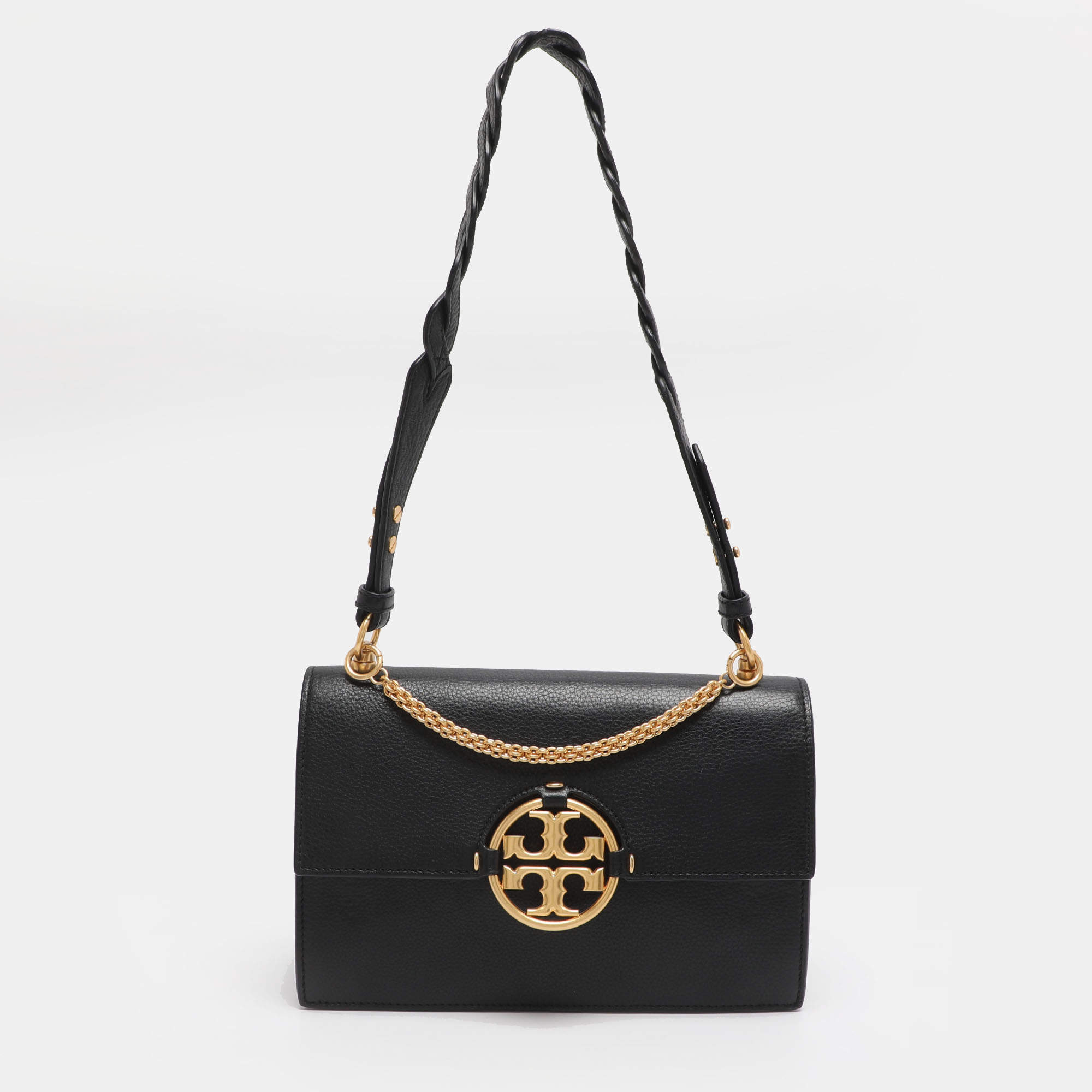 Pre Owned Tory Burch Black Leather and Suede Miller Shoulder Bag