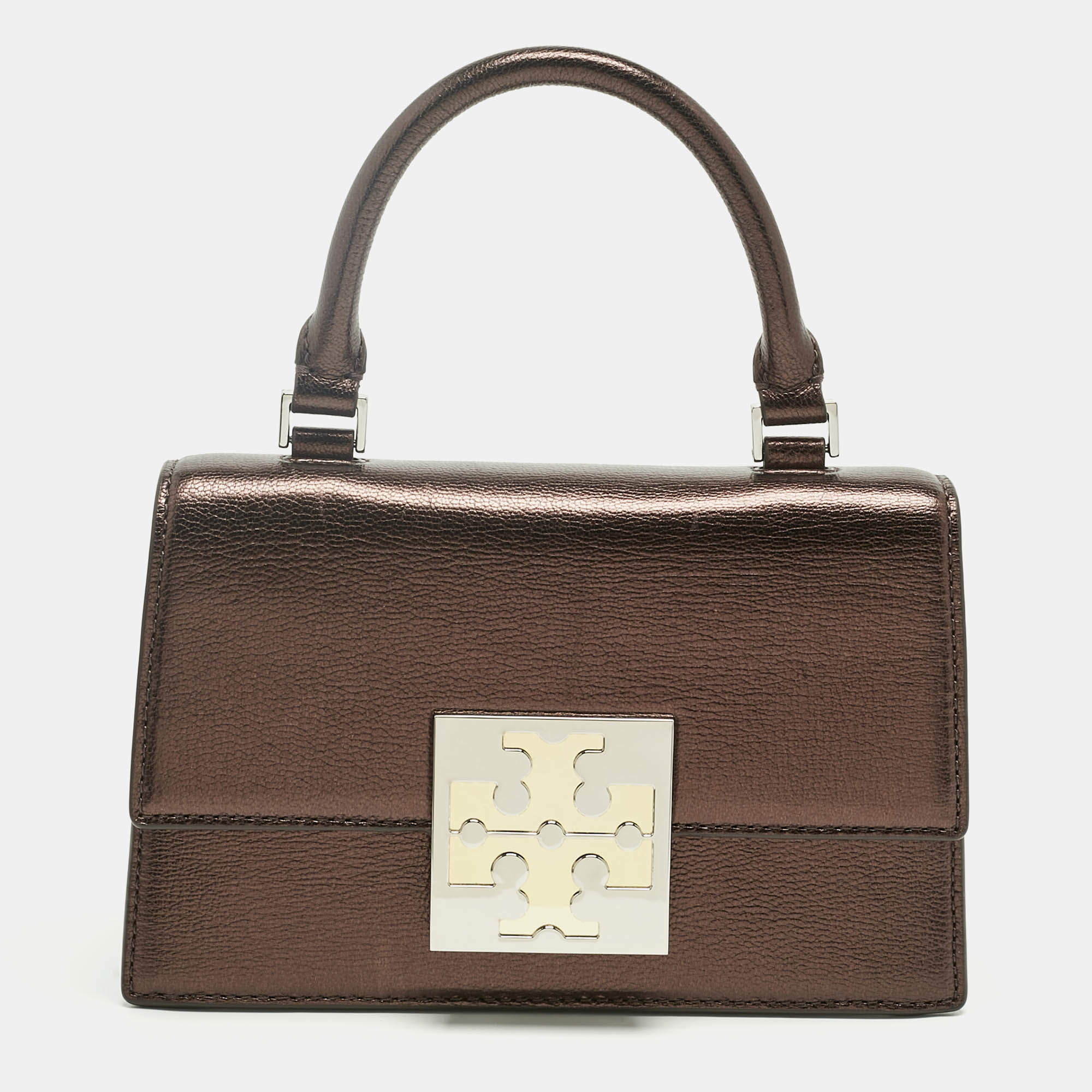 Pre Owned Tory Burch Dark Burgundy Leather Mini Bon Bon Top Handle Bag