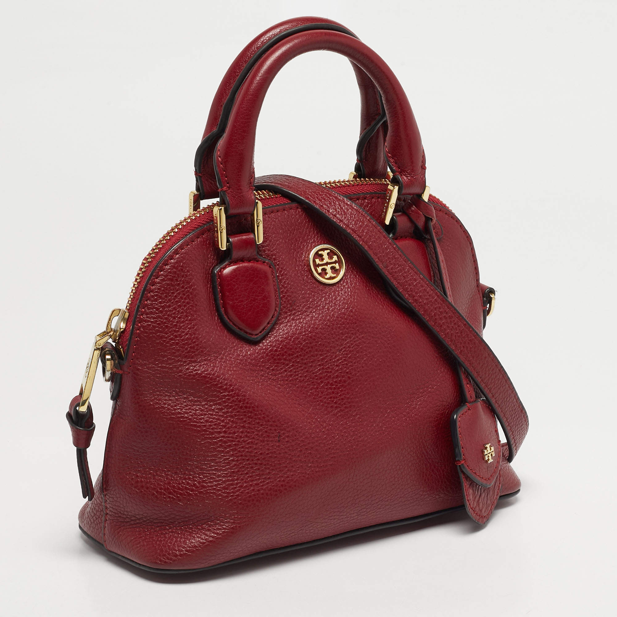 Pre Owned Tory Burch Robinson Dome Red Leather Satchel